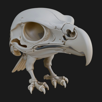 Bird Skull Statue Design 1 3D Print Model