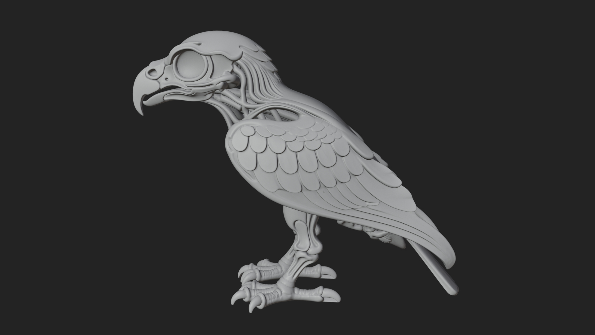 Bird Skull Statue Design 2 3D Print Model 3D Model