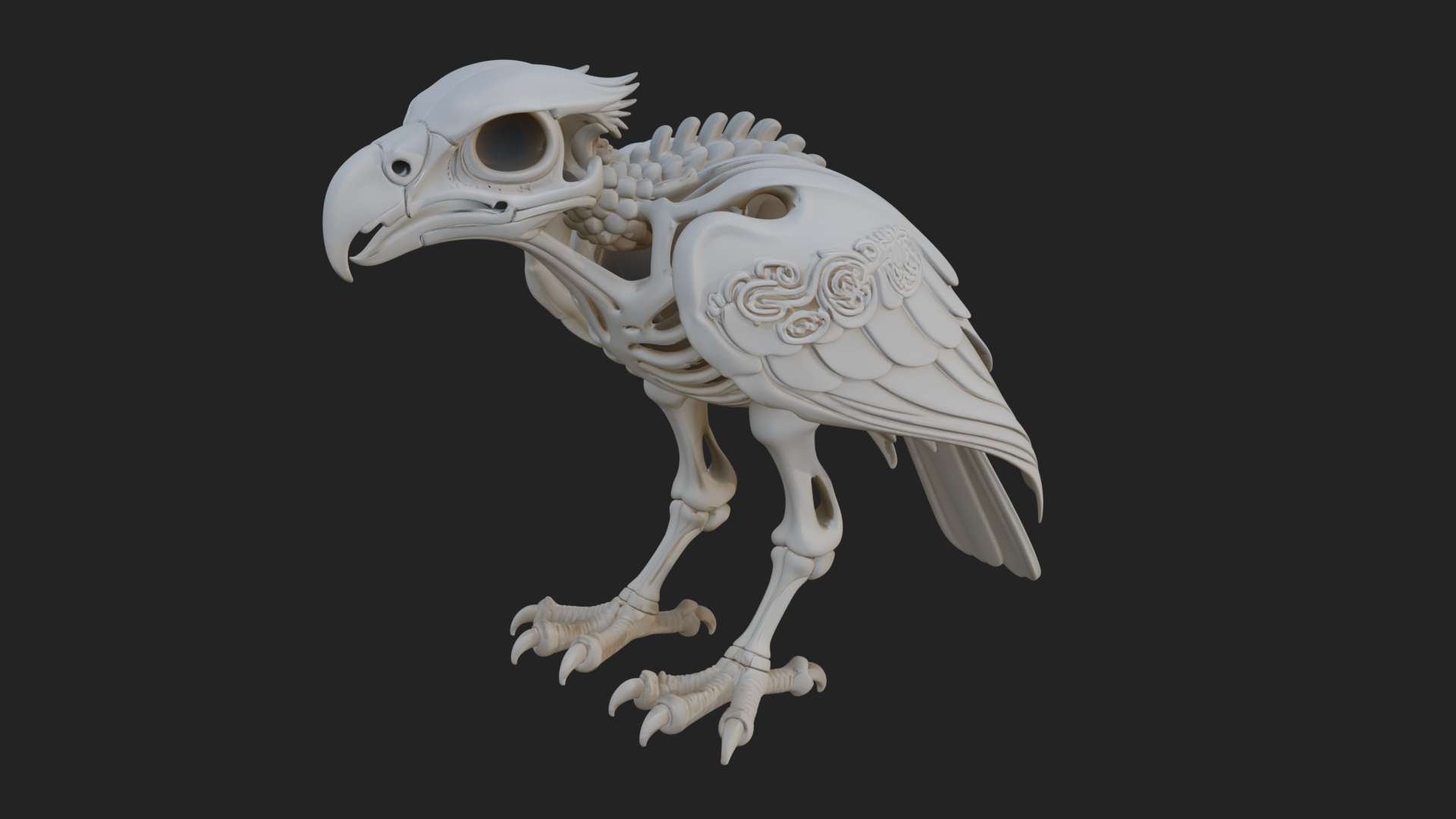 Bird Skull Statue Design 4 3D Print Model 3D Model