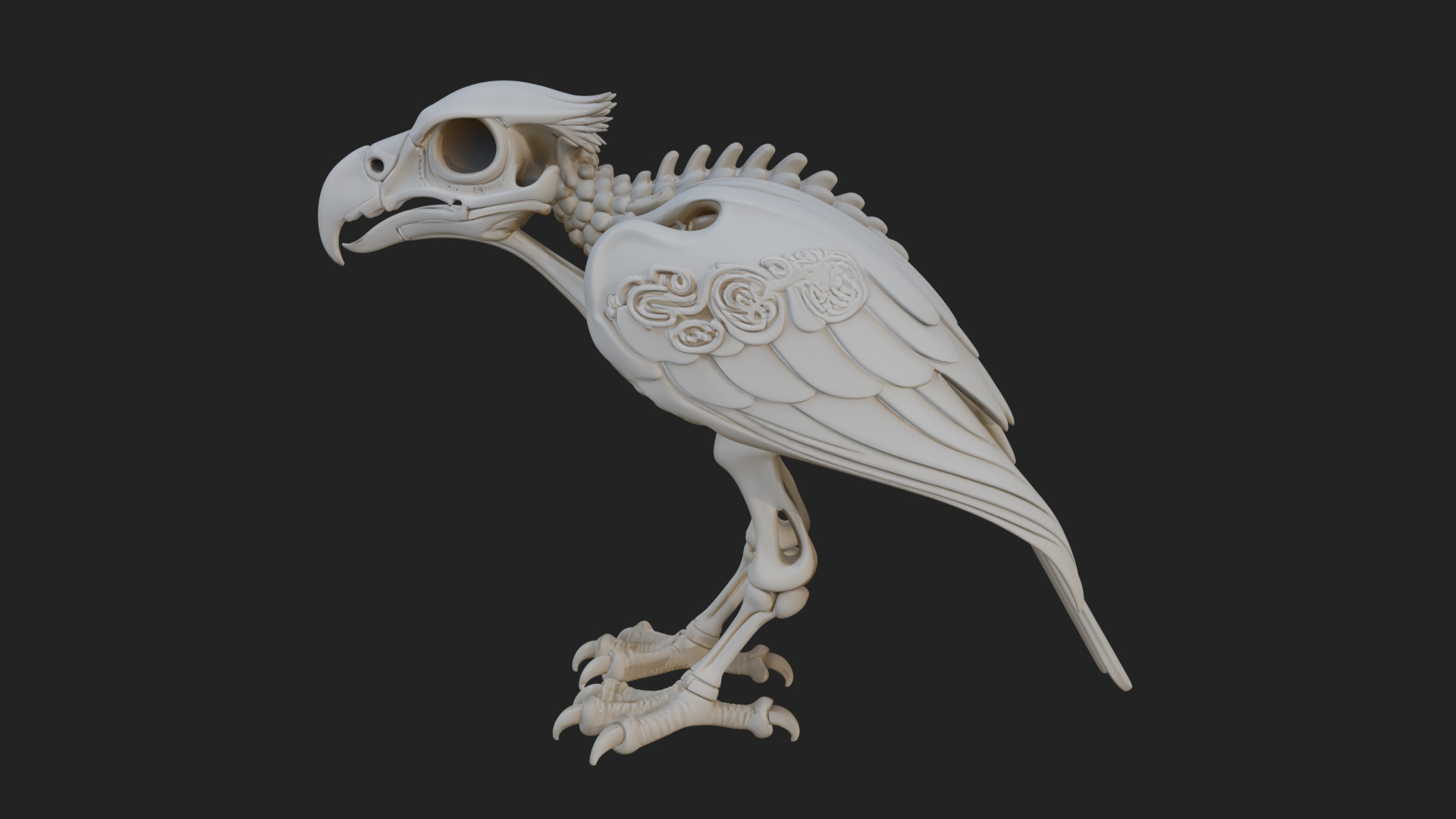 Bird Skull Statue Design 4 3D Print Model 3D Model