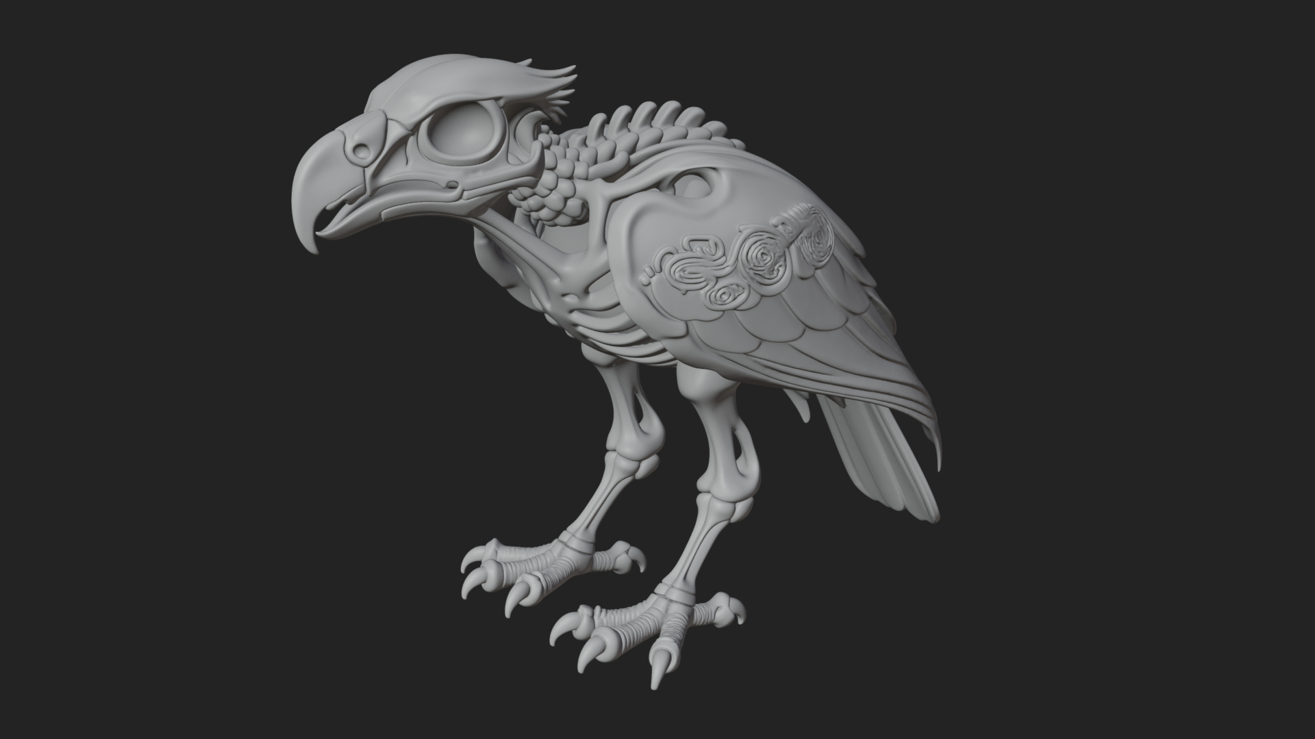 Bird Skull Statue Design 4 3D Print Model 3D Model
