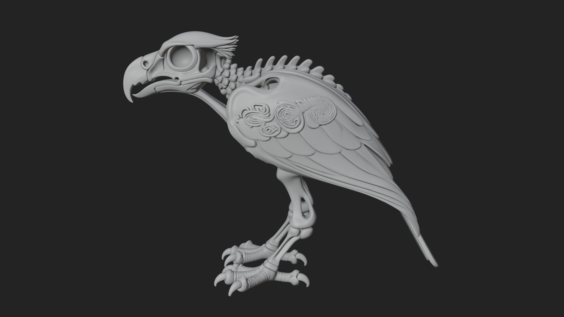 Bird Skull Statue Design 4 3D Print Model 3D Model