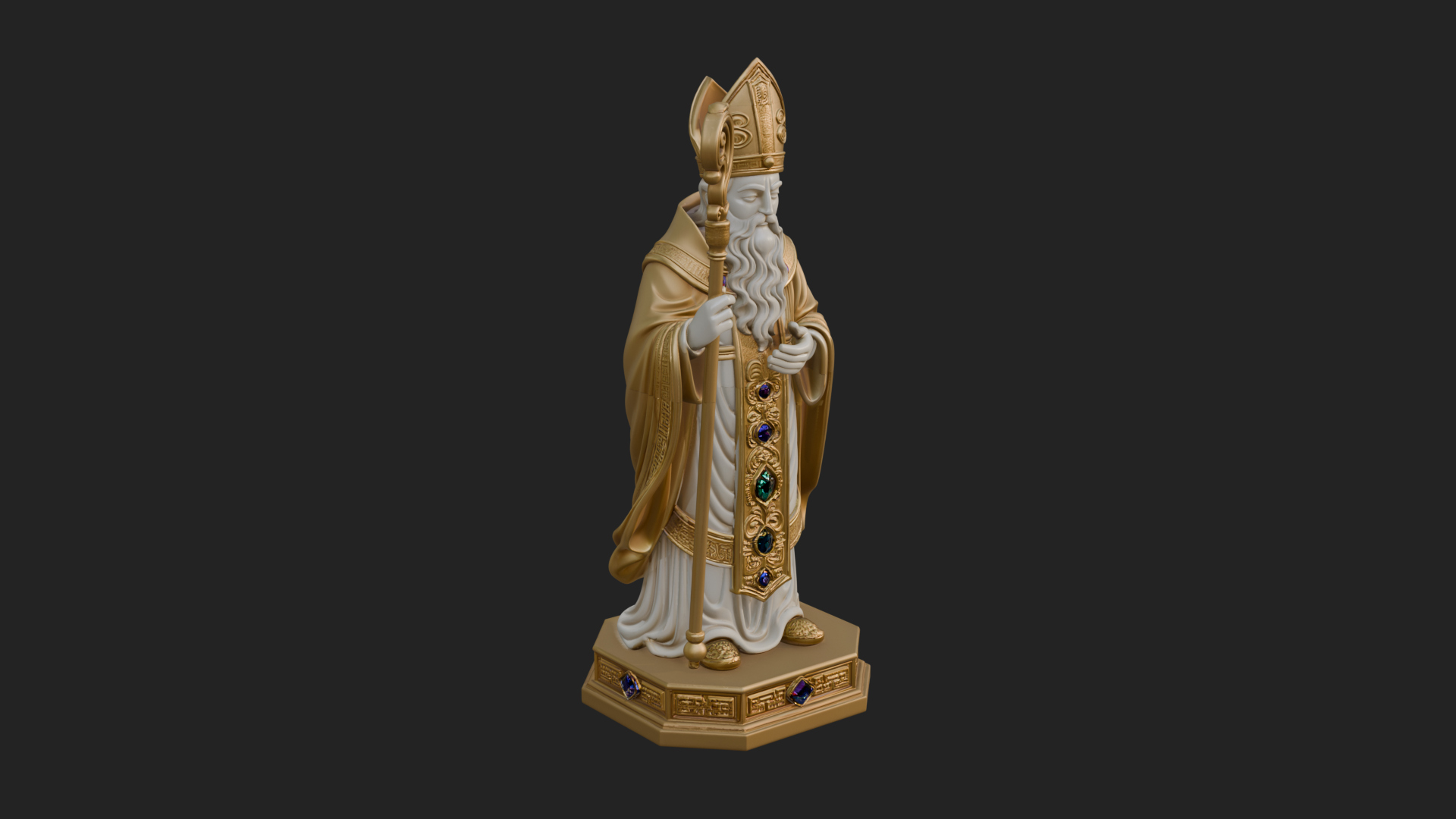Bishop Saint With Crosier Statue Design 1 3D Print Model 3D Model