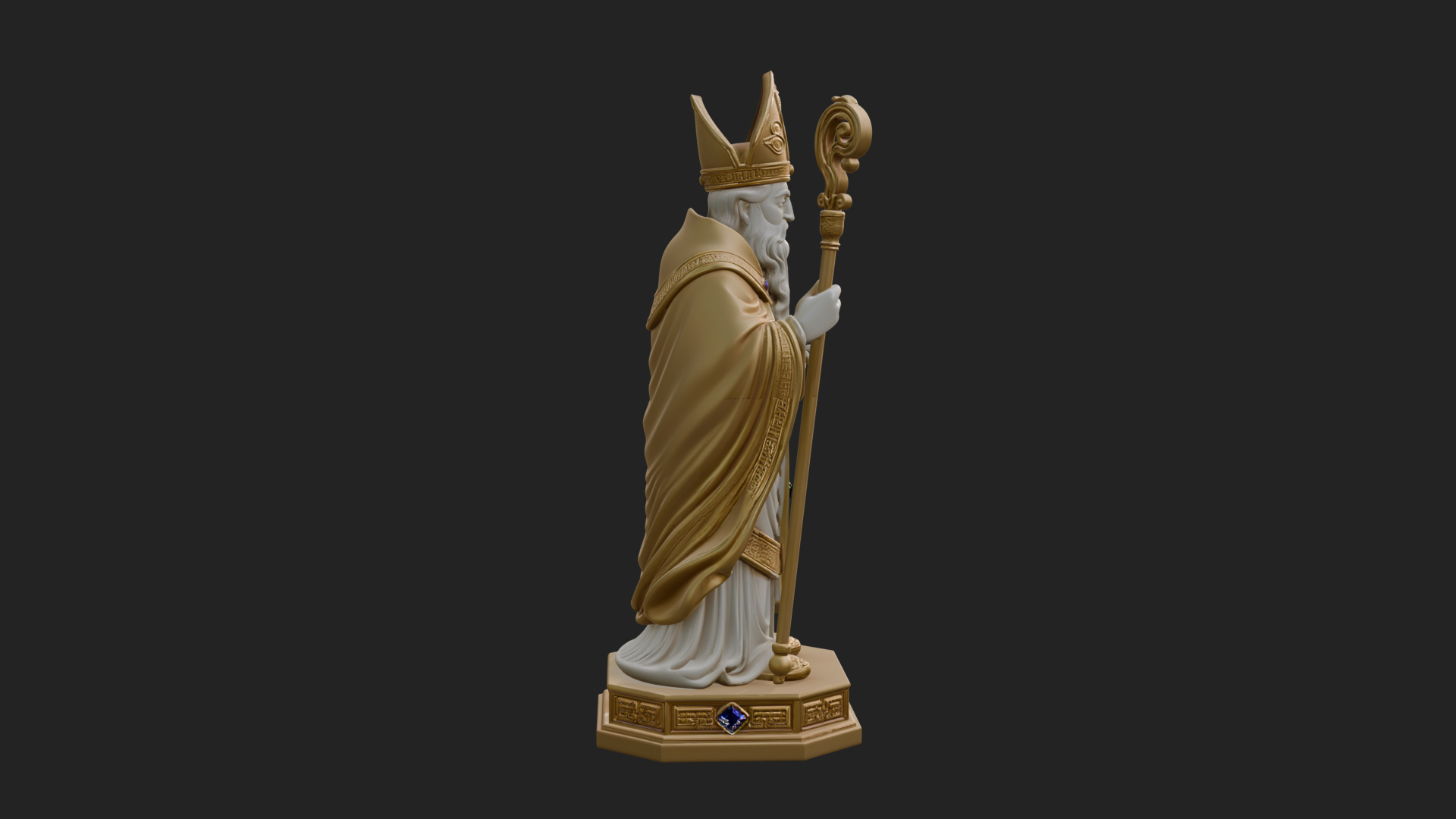 Bishop Saint With Crosier Statue Design 1 3D Print Model 3D Model