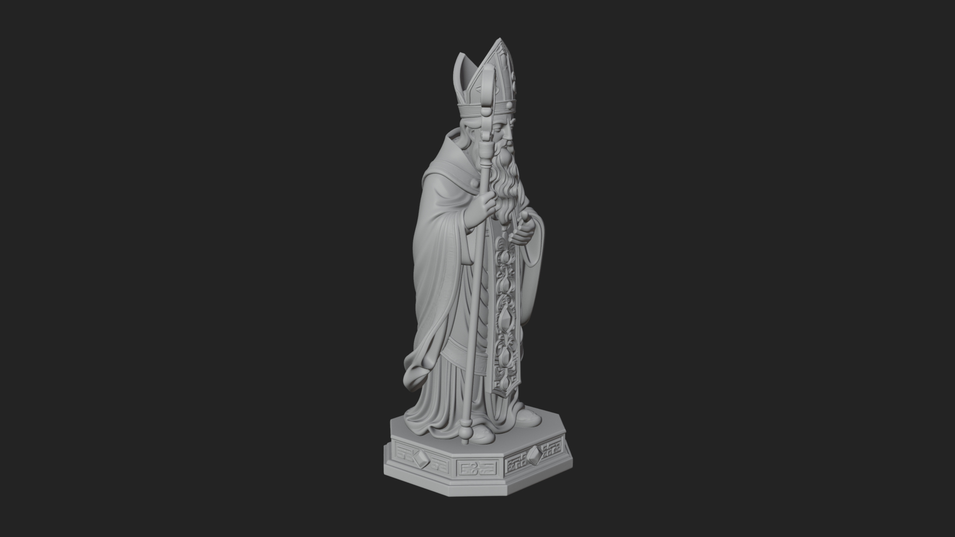 Bishop Saint With Crosier Statue Design 1 3D Print Model 3D Model