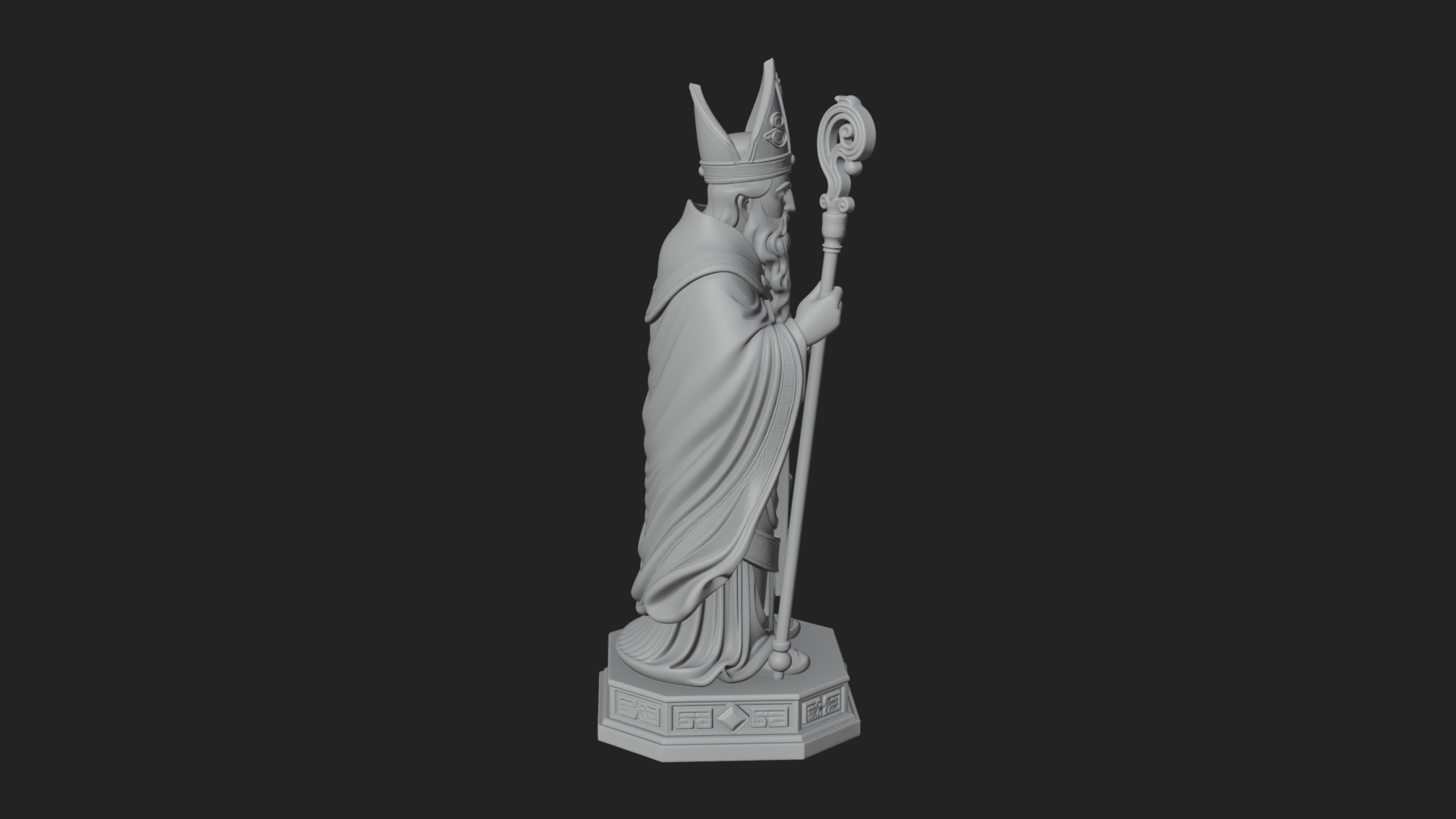 Bishop Saint With Crosier Statue Design 1 3D Print Model 3D Model