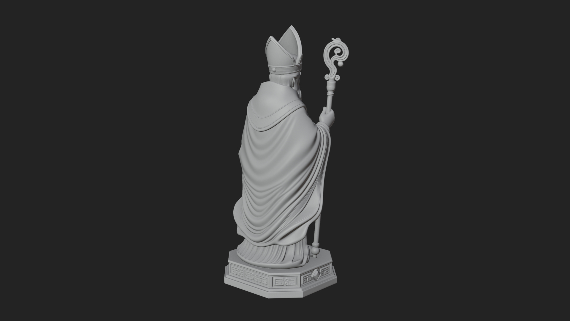Bishop Saint With Crosier Statue Design 1 3D Print Model 3D Model