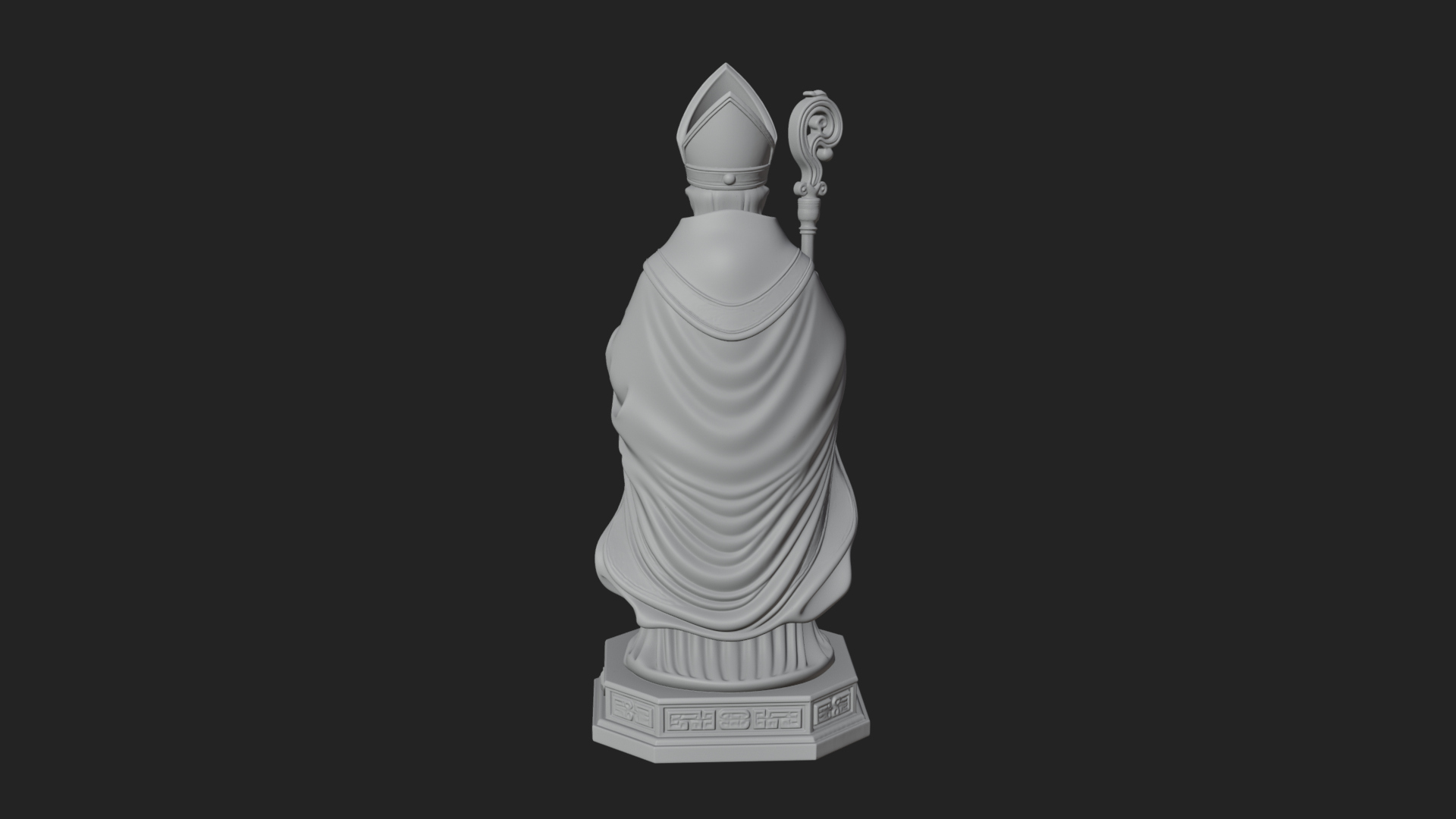 Bishop Saint With Crosier Statue Design 1 3D Print Model 3D Model