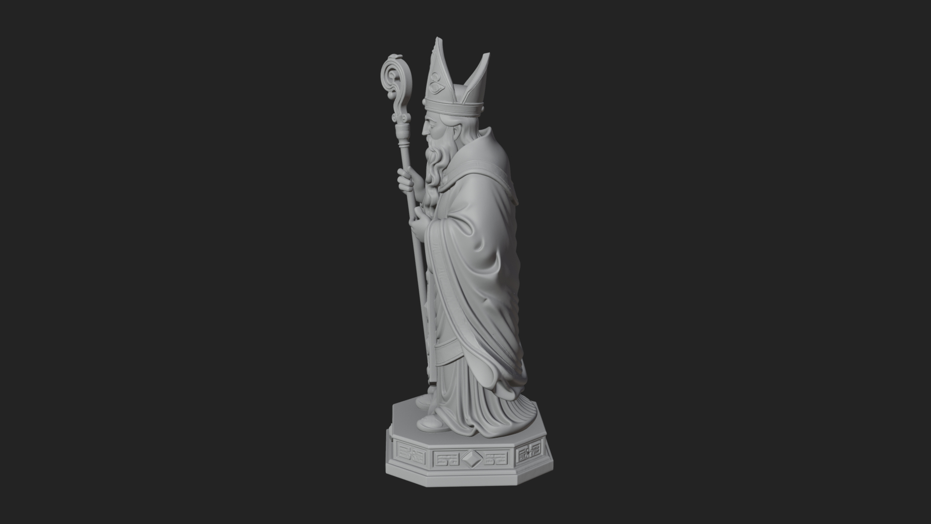 Bishop Saint With Crosier Statue Design 1 3D Print Model 3D Model
