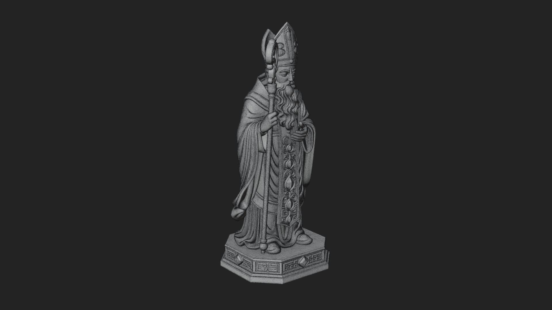 Bishop Saint With Crosier Statue Design 1 3D Print Model 3D Model