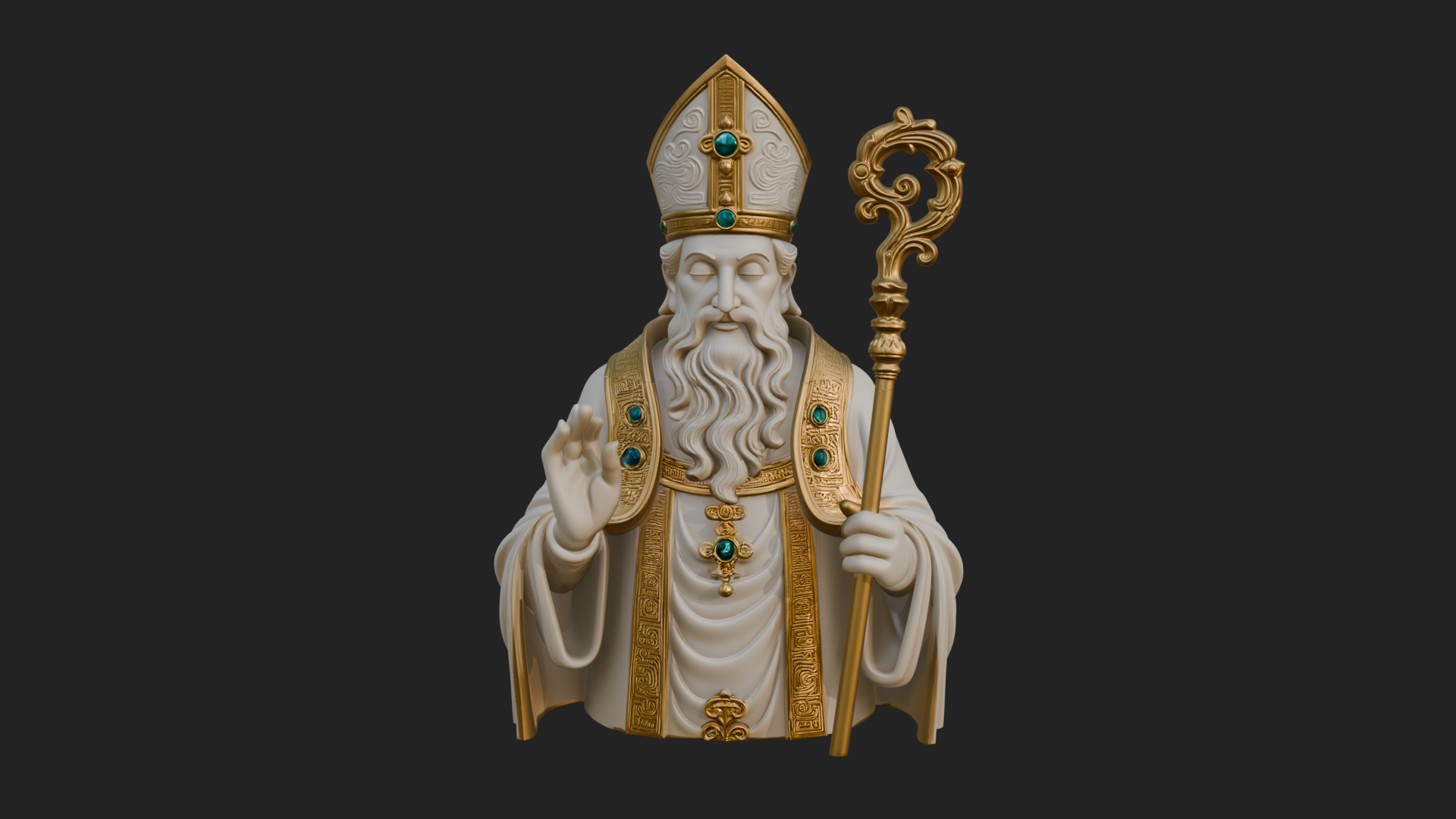 Bishop Saint with Crosier Statue Design 2 3D Print Model 3D Model