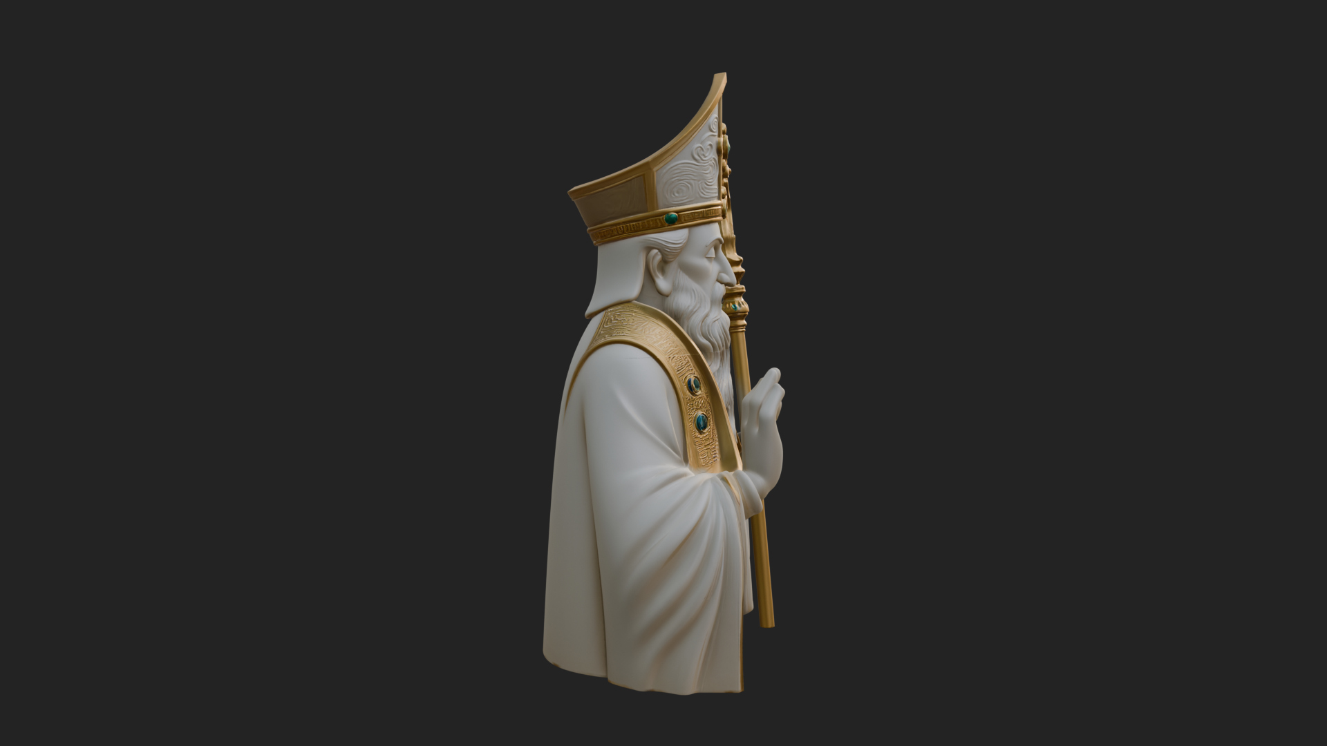 Bishop Saint with Crosier Statue Design 2 3D Print Model 3D Model