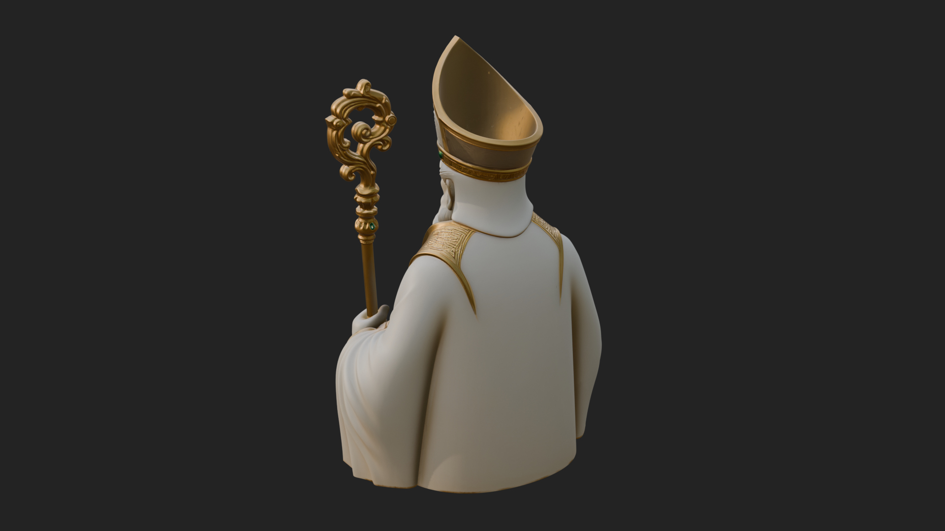 Bishop Saint with Crosier Statue Design 2 3D Print Model 3D Model