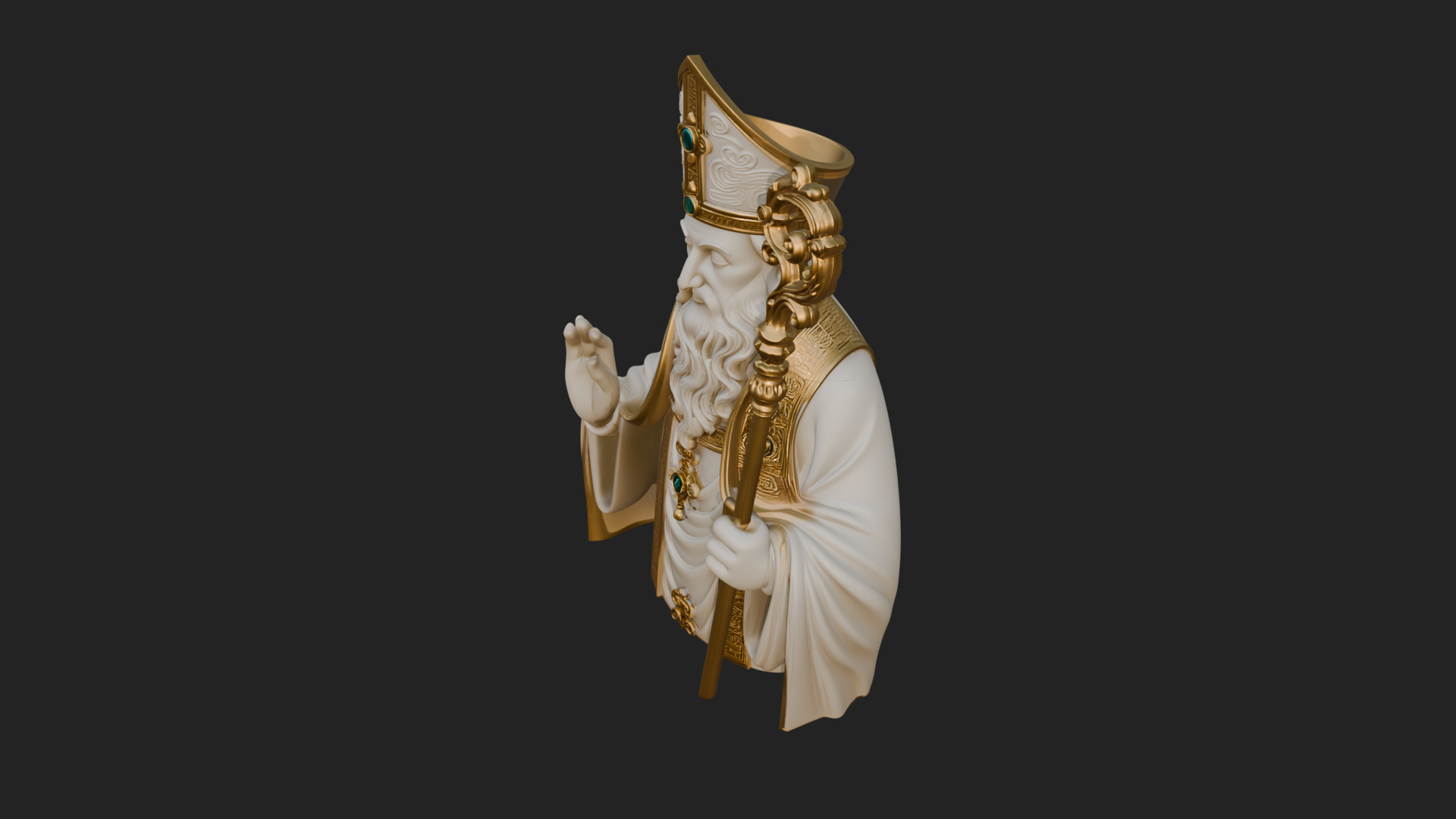 Bishop Saint with Crosier Statue Design 2 3D Print Model 3D Model