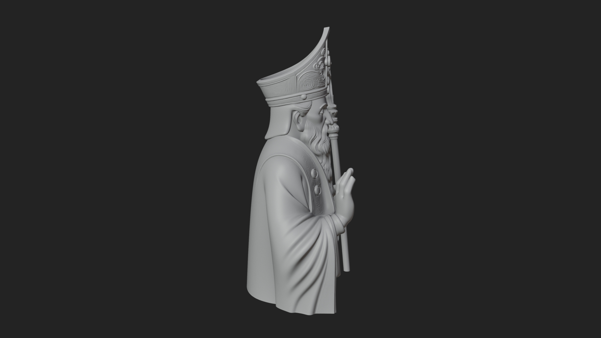 Bishop Saint with Crosier Statue Design 2 3D Print Model 3D Model