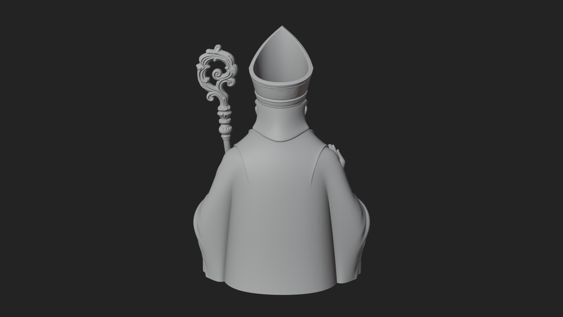 Bishop Saint with Crosier Statue Design 2 3D Print Model 3D Model