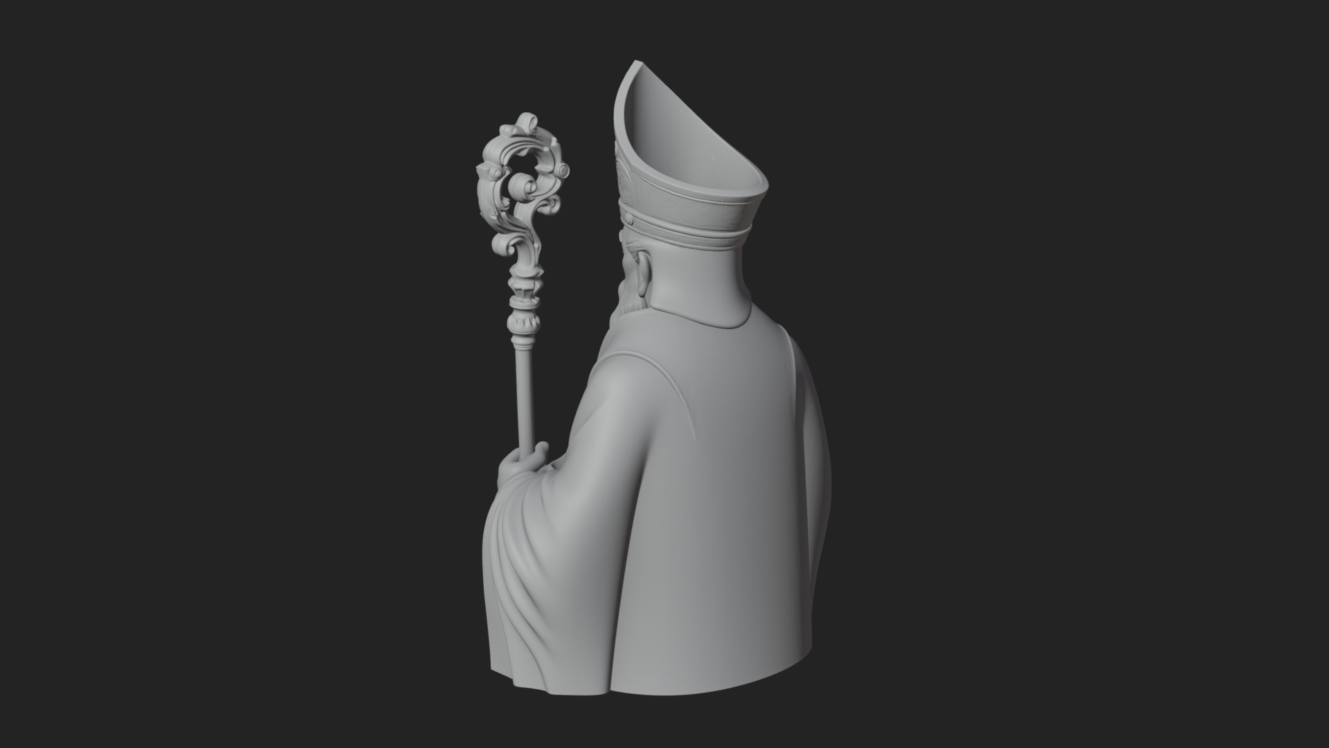 Bishop Saint with Crosier Statue Design 2 3D Print Model 3D Model