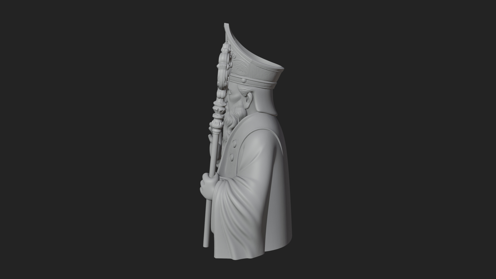 Bishop Saint with Crosier Statue Design 2 3D Print Model 3D Model