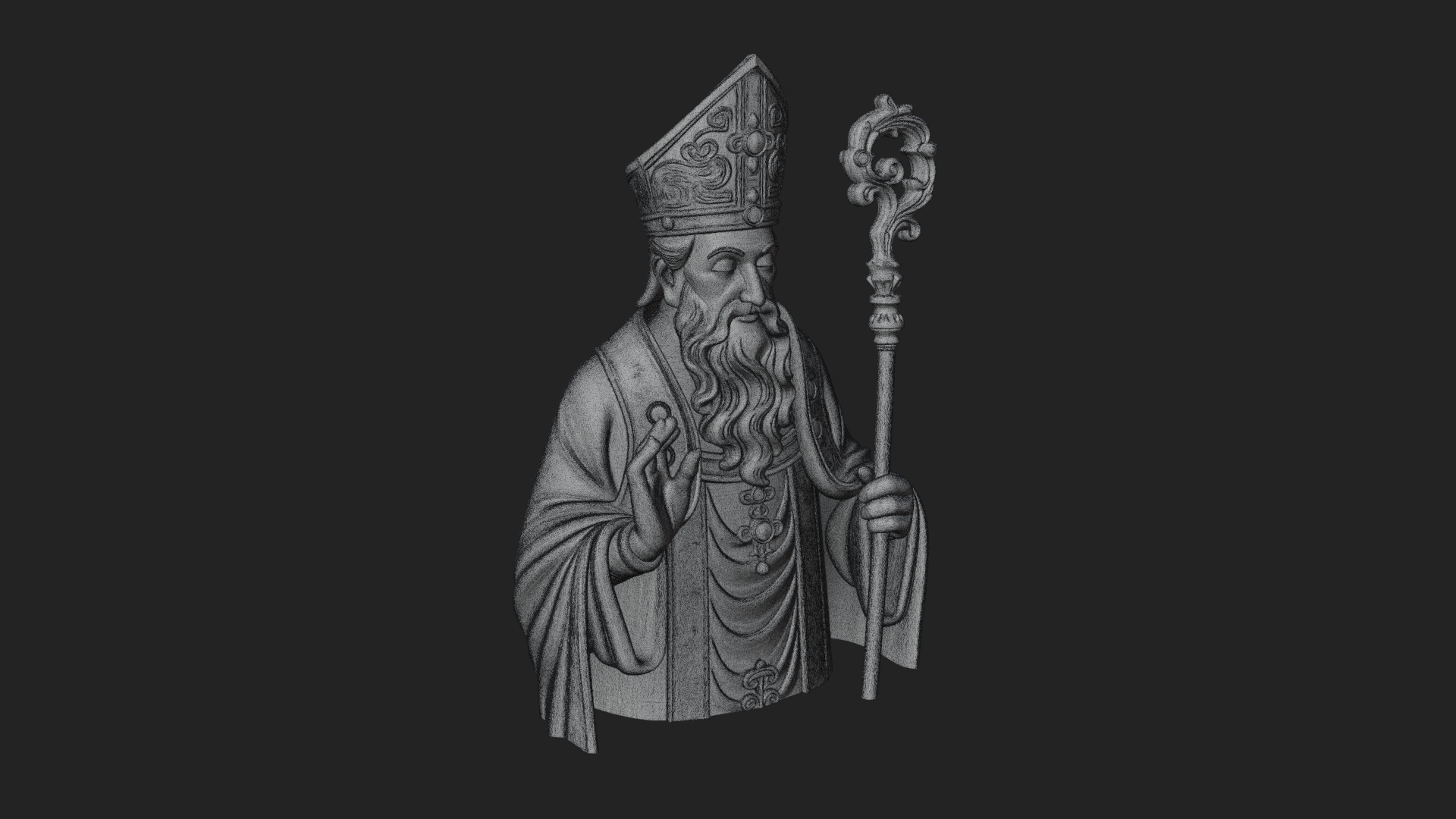 Bishop Saint with Crosier Statue Design 2 3D Print Model 3D Model