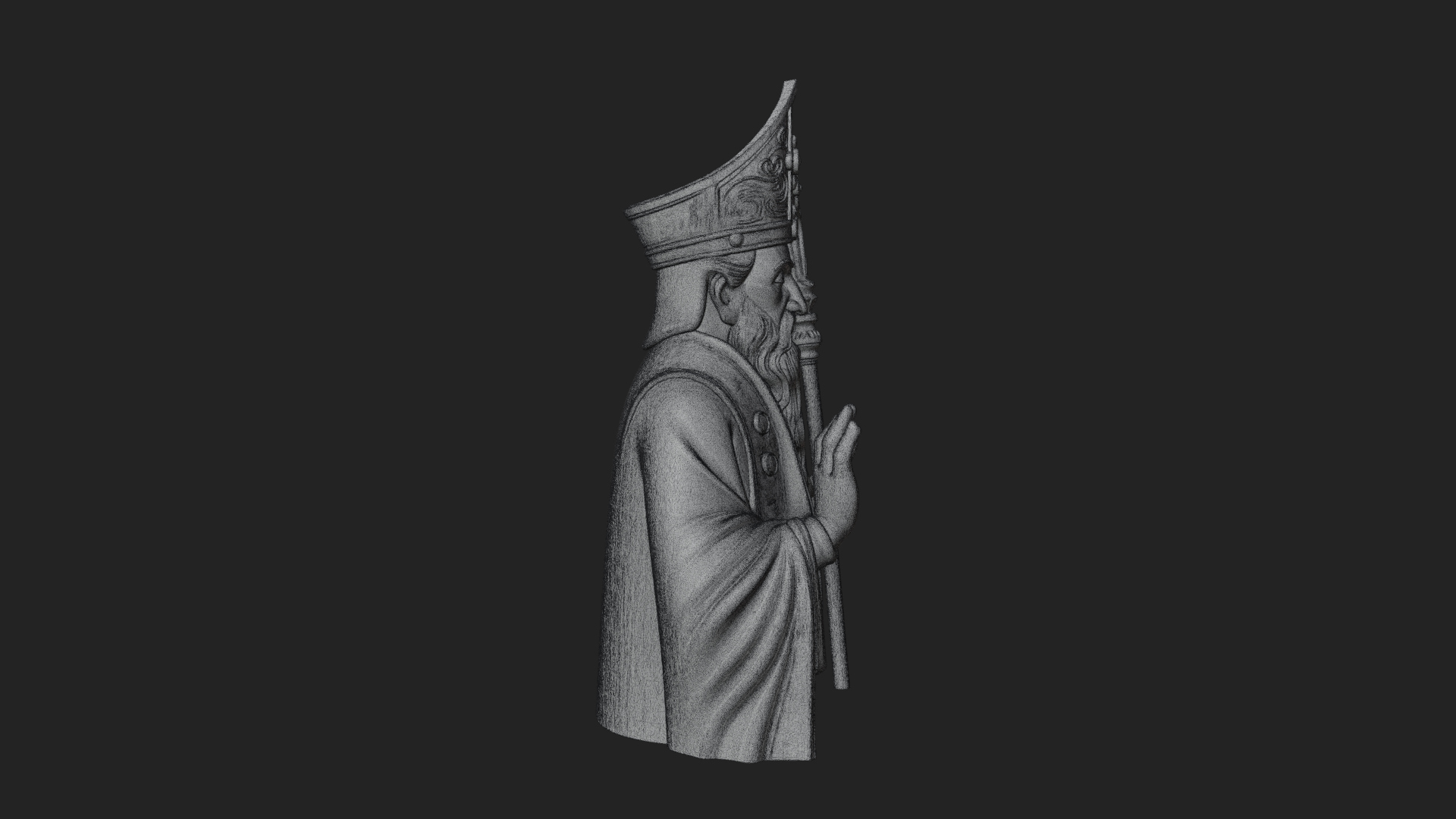 Bishop Saint with Crosier Statue Design 2 3D Print Model 3D Model
