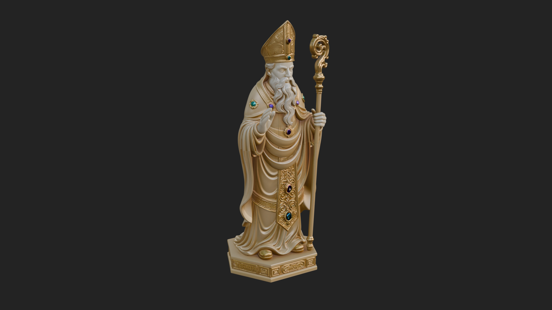 Bishop Saint with Crosier Statue Design 3 3D Print Model 3D Model