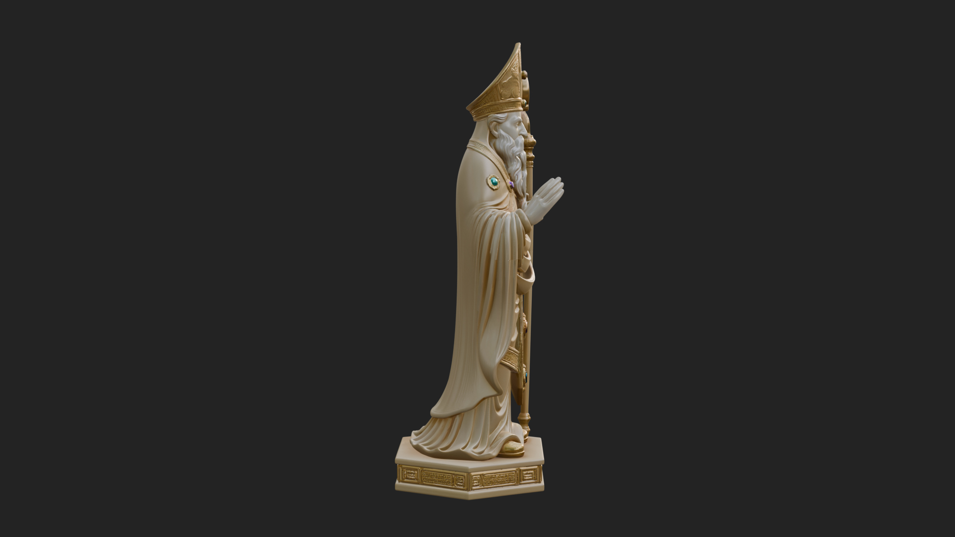 Bishop Saint with Crosier Statue Design 3 3D Print Model 3D Model