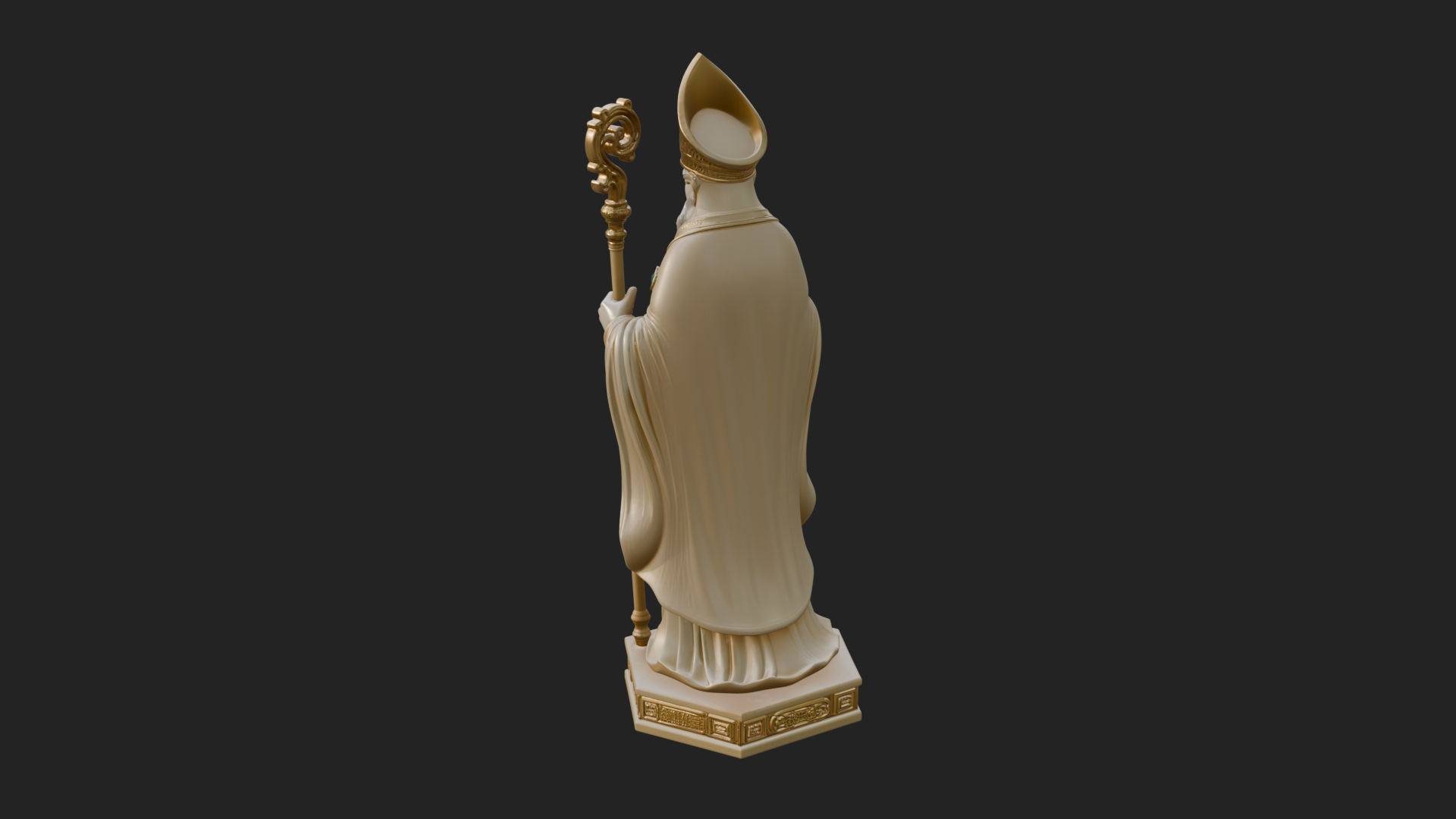 Bishop Saint with Crosier Statue Design 3 3D Print Model 3D Model