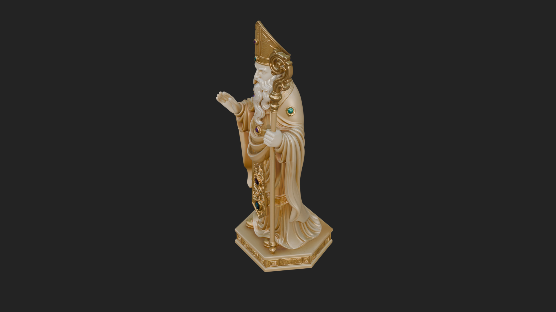Bishop Saint with Crosier Statue Design 3 3D Print Model 3D Model