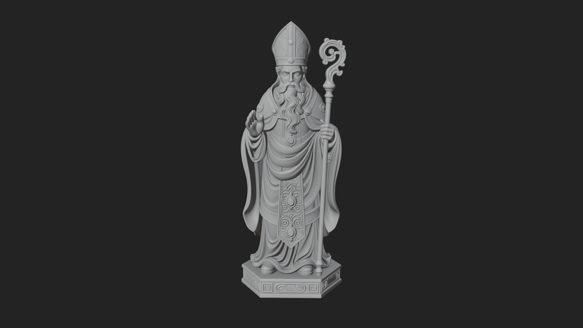 Bishop Saint with Crosier Statue Design 3 3D Print Model 3D Model