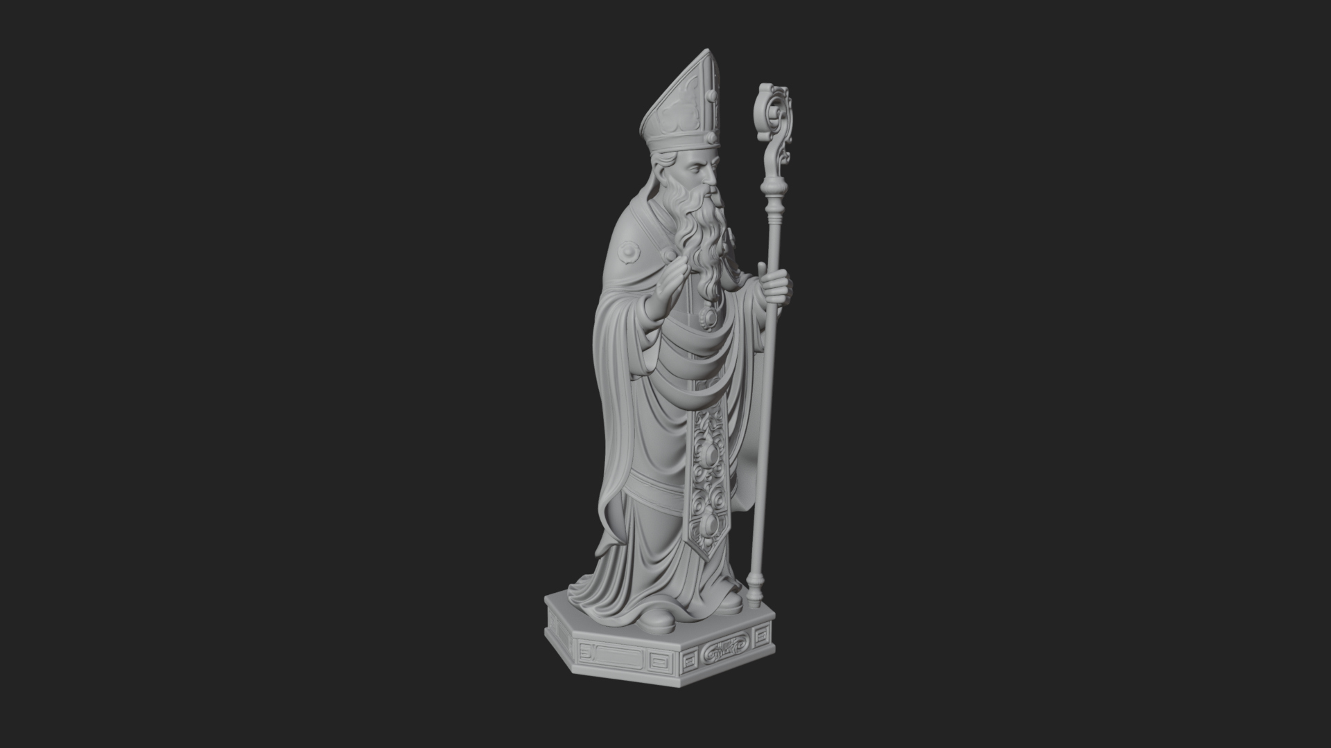 Bishop Saint with Crosier Statue Design 3 3D Print Model 3D Model