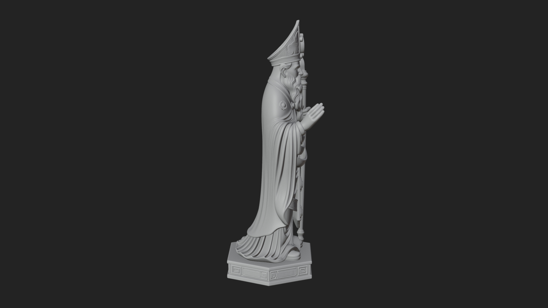 Bishop Saint with Crosier Statue Design 3 3D Print Model 3D Model