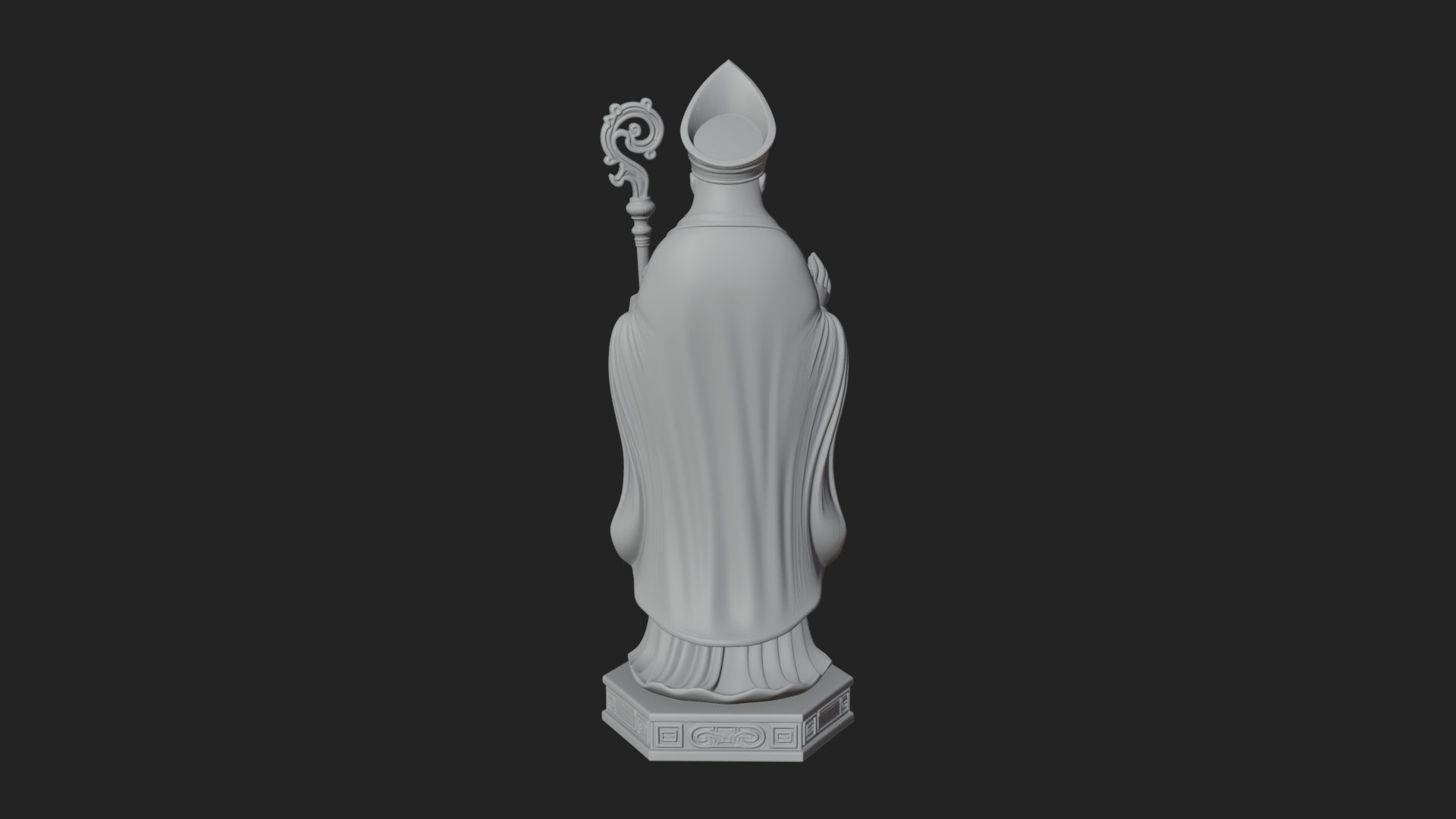 Bishop Saint with Crosier Statue Design 3 3D Print Model 3D Model