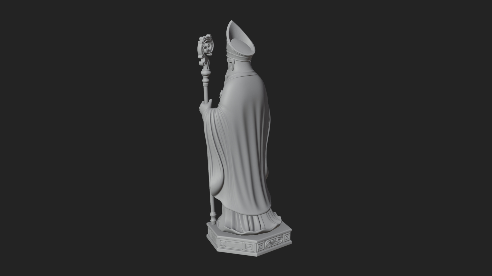 Bishop Saint with Crosier Statue Design 3 3D Print Model 3D Model