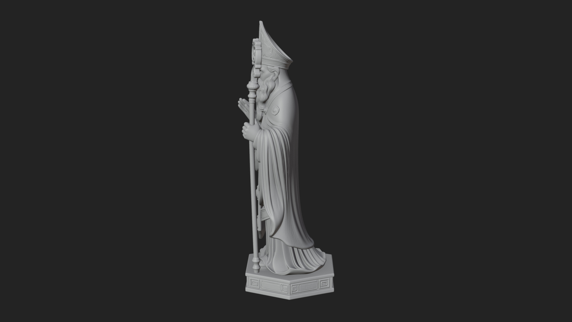 Bishop Saint with Crosier Statue Design 3 3D Print Model 3D Model