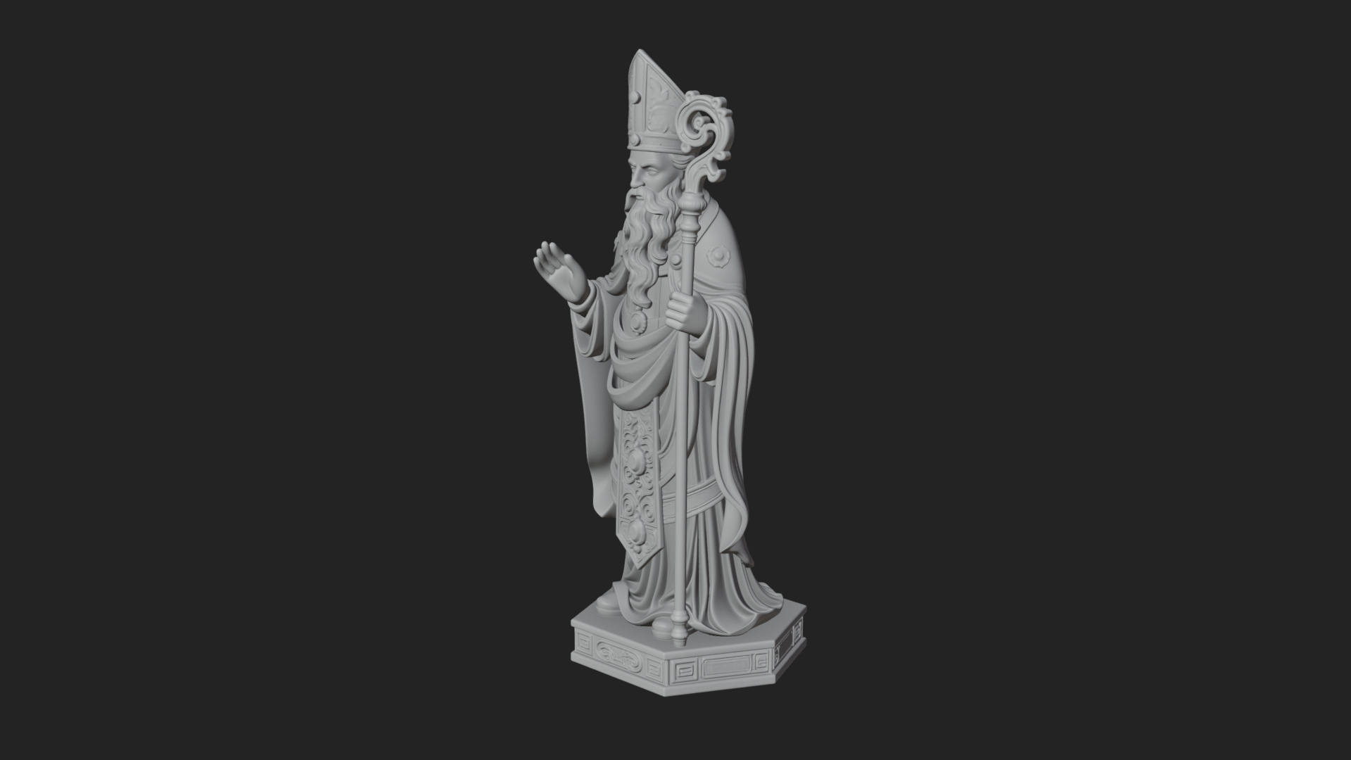 Bishop Saint with Crosier Statue Design 3 3D Print Model 3D Model