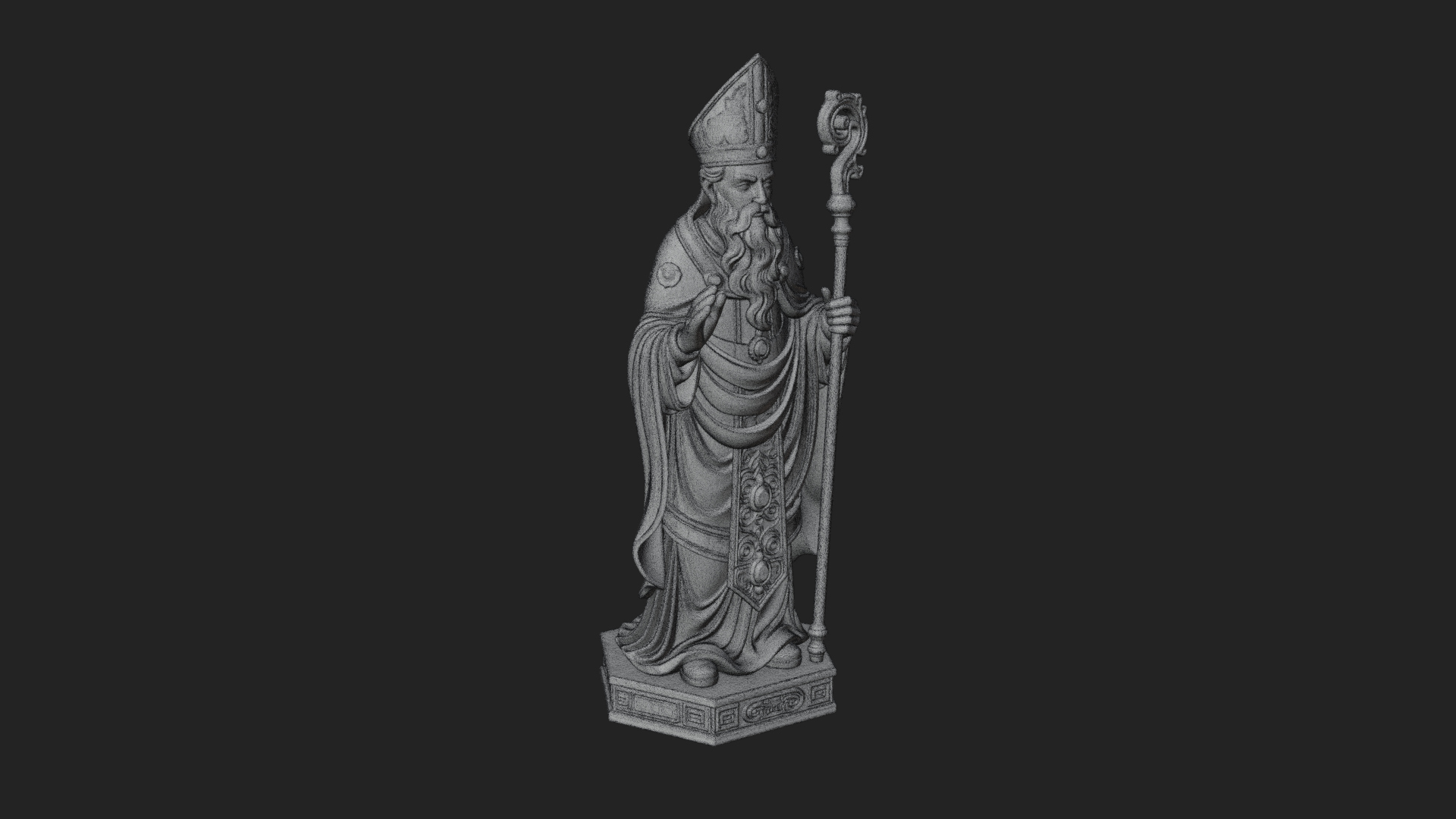 Bishop Saint with Crosier Statue Design 3 3D Print Model 3D Model