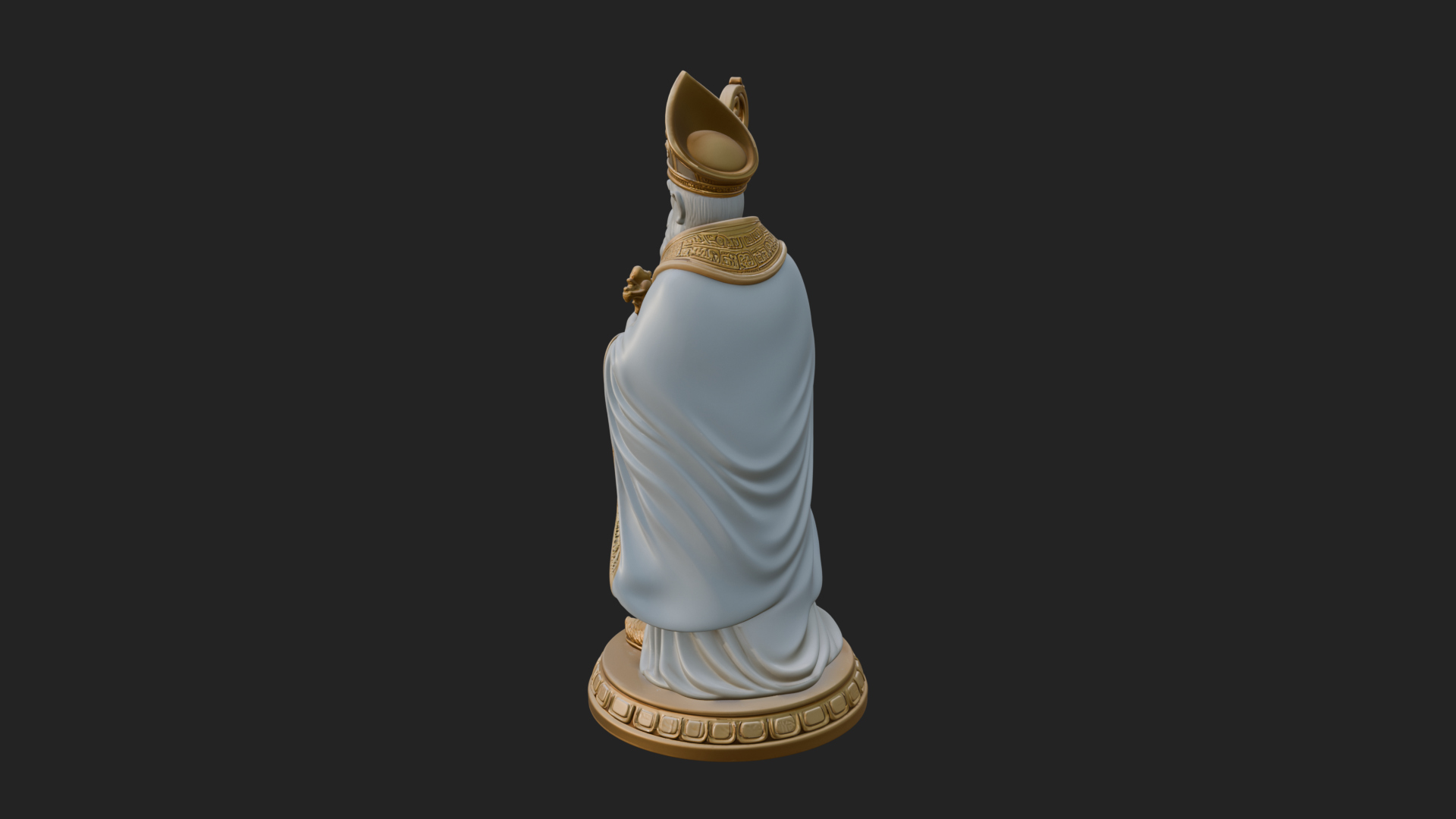 Bishop Saint With Crosier Statue Design 4 3D Print Model 3D Model