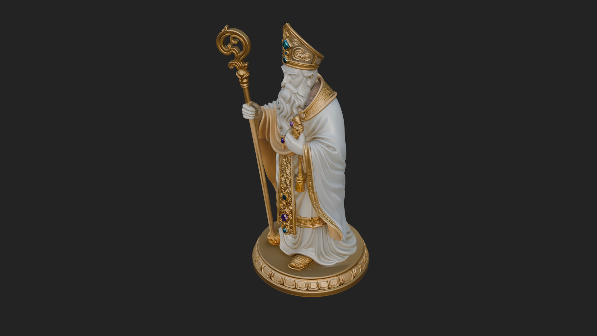 Bishop Saint With Crosier Statue Design 4 3D Print Model 3D Model