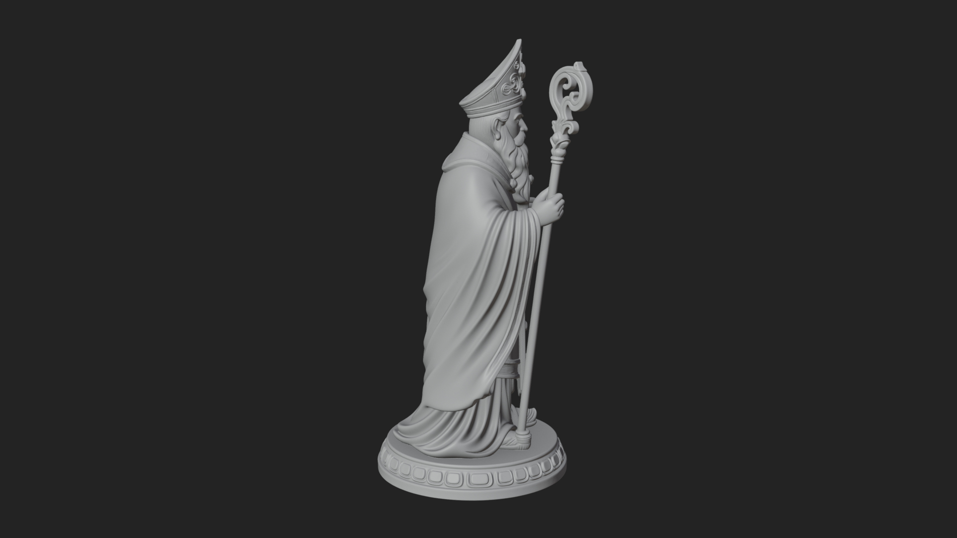 Bishop Saint With Crosier Statue Design 4 3D Print Model 3D Model