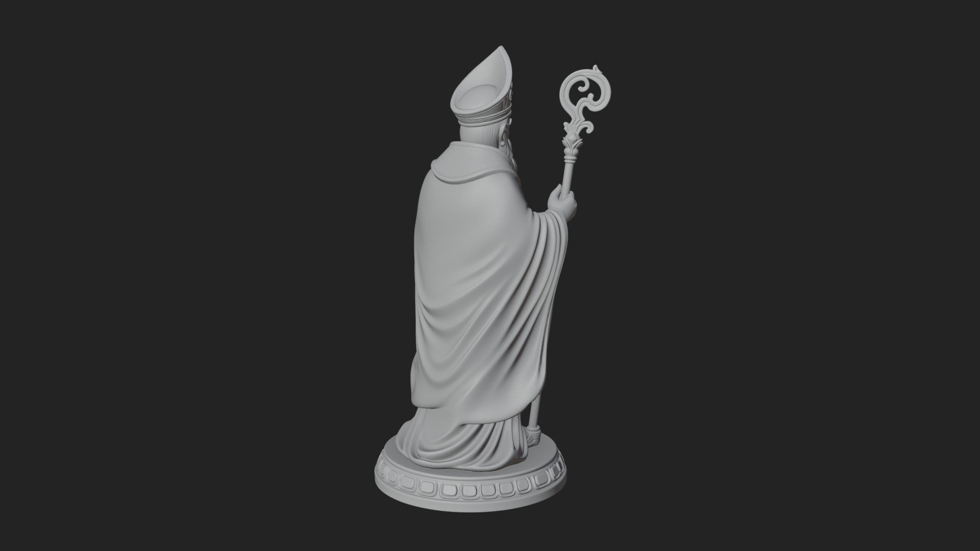 Bishop Saint With Crosier Statue Design 4 3D Print Model 3D Model