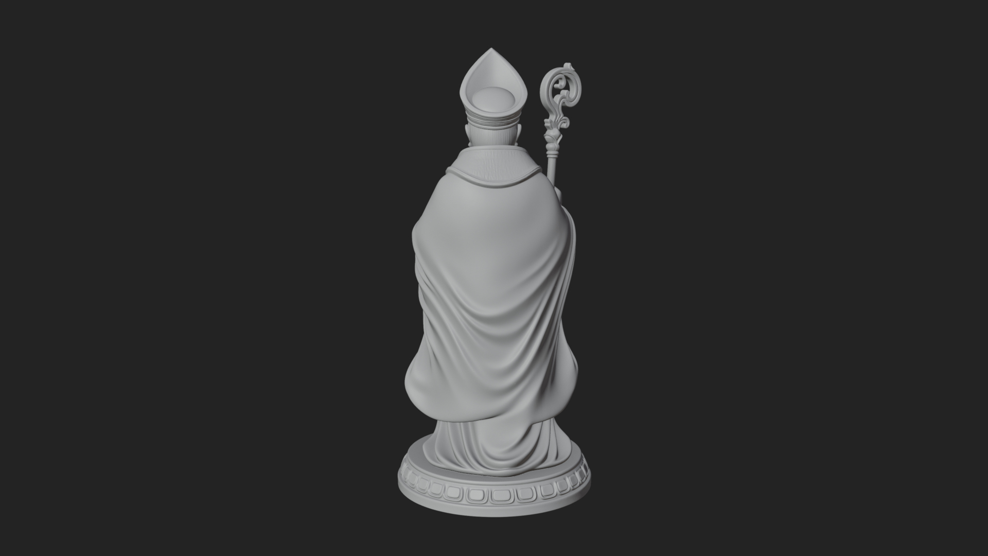 Bishop Saint With Crosier Statue Design 4 3D Print Model 3D Model