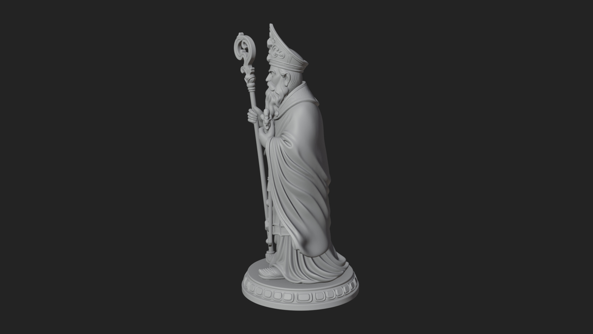 Bishop Saint With Crosier Statue Design 4 3D Print Model 3D Model