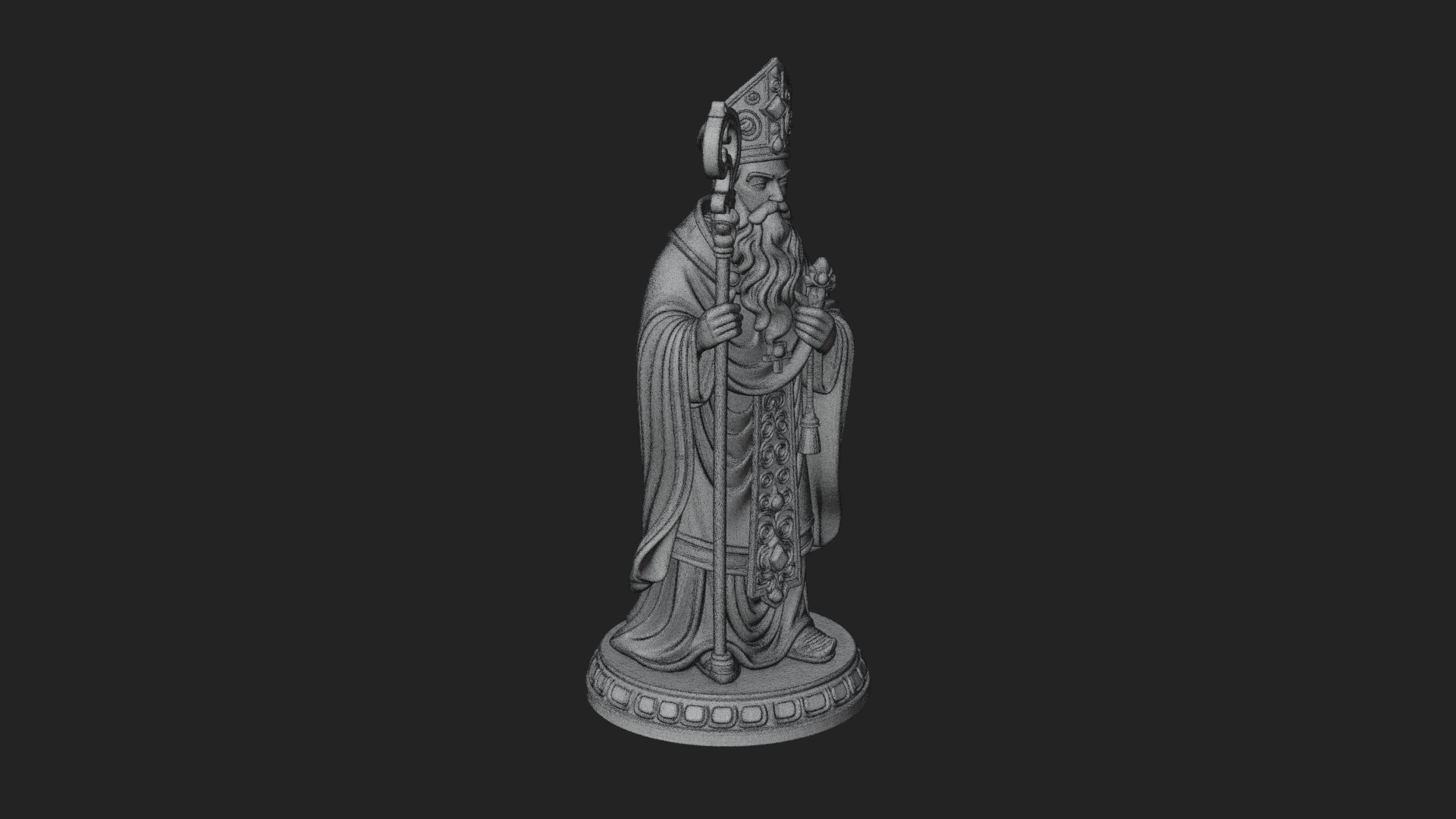 Bishop Saint With Crosier Statue Design 4 3D Print Model 3D Model