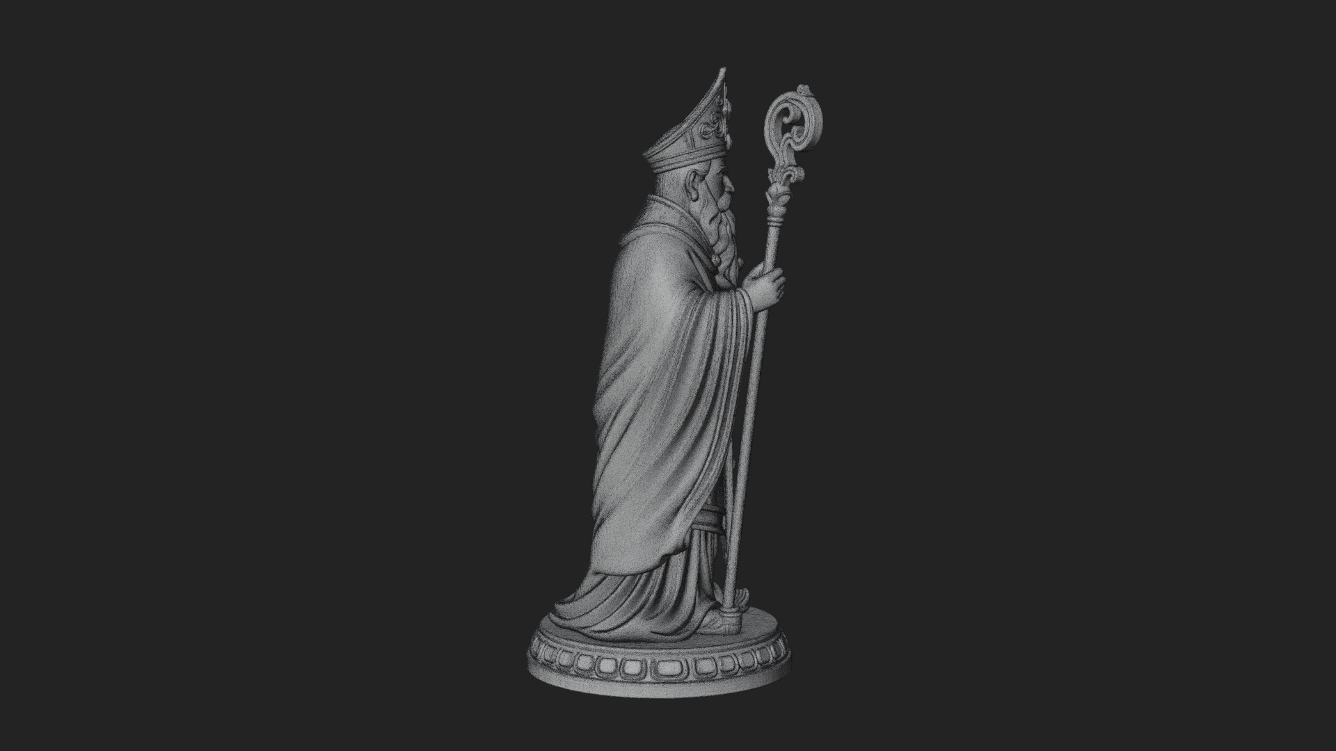 Bishop Saint With Crosier Statue Design 4 3D Print Model 3D Model