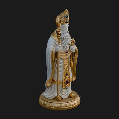 Bishop Saint With Crosier Statue Design 4 3D Print Model