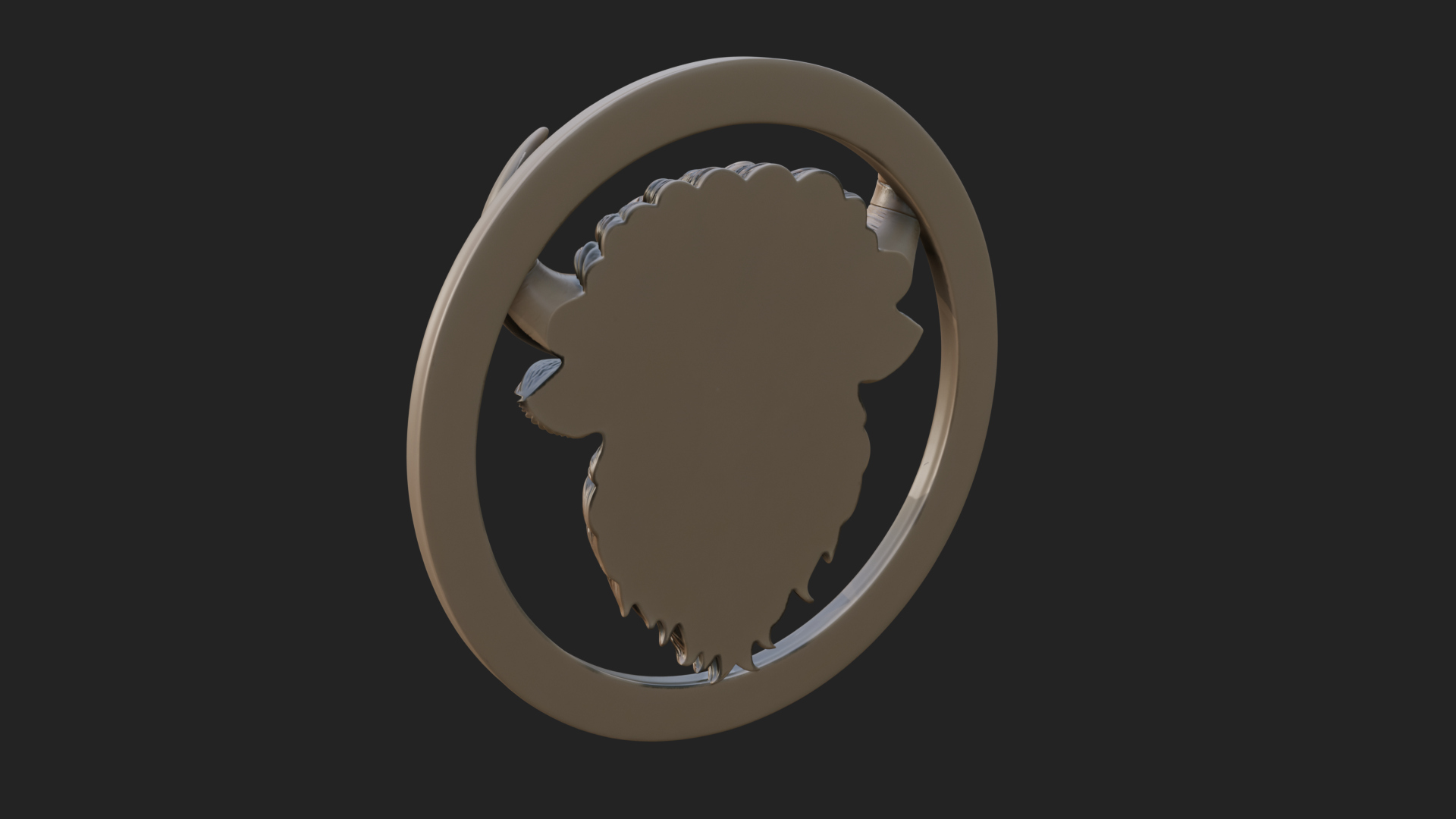 Bison Head Oval Relief Plaque Design 1 3D Print Model 3D Model