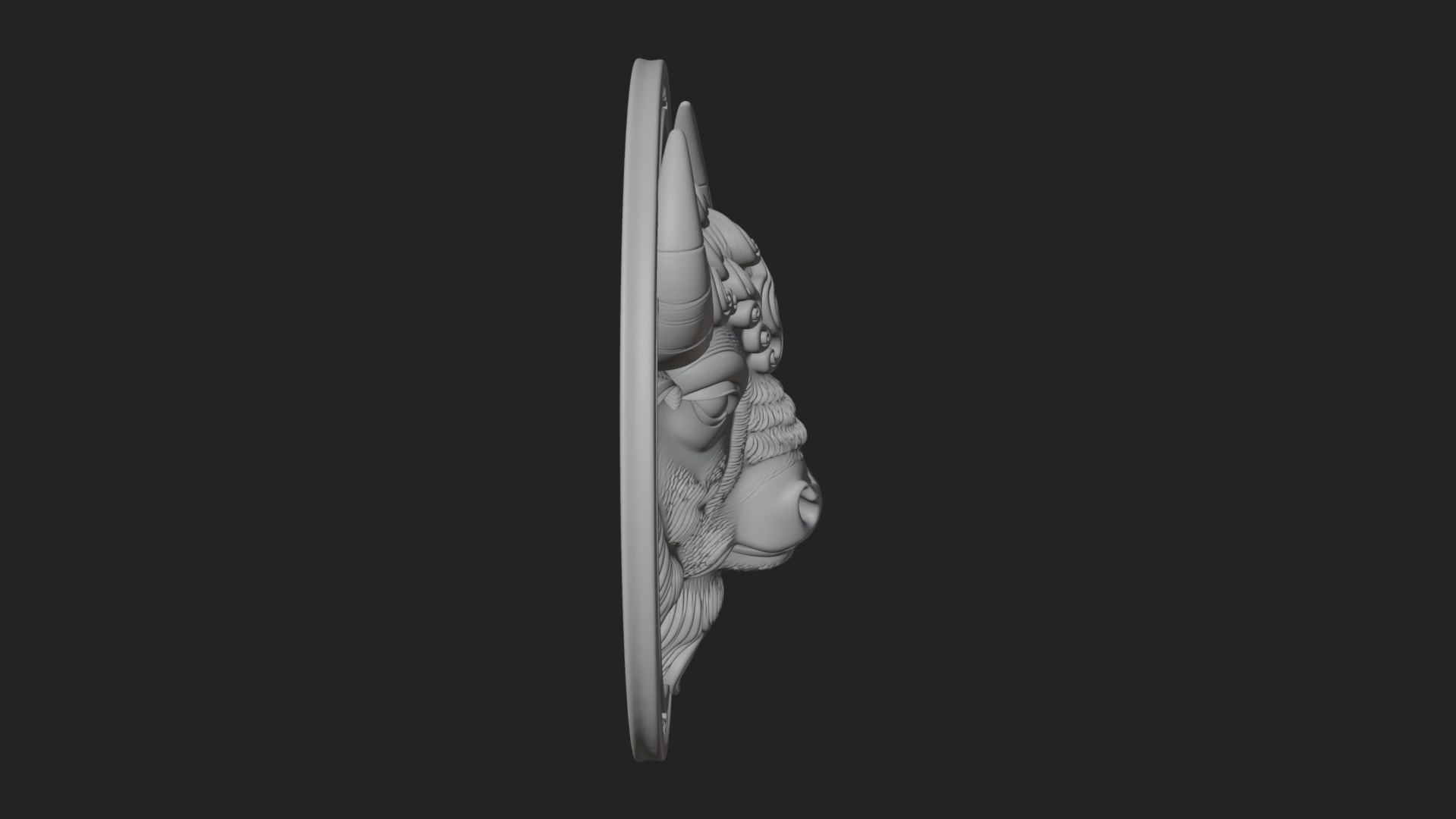 Bison Head Oval Relief Plaque Design 1 3D Print Model 3D Model