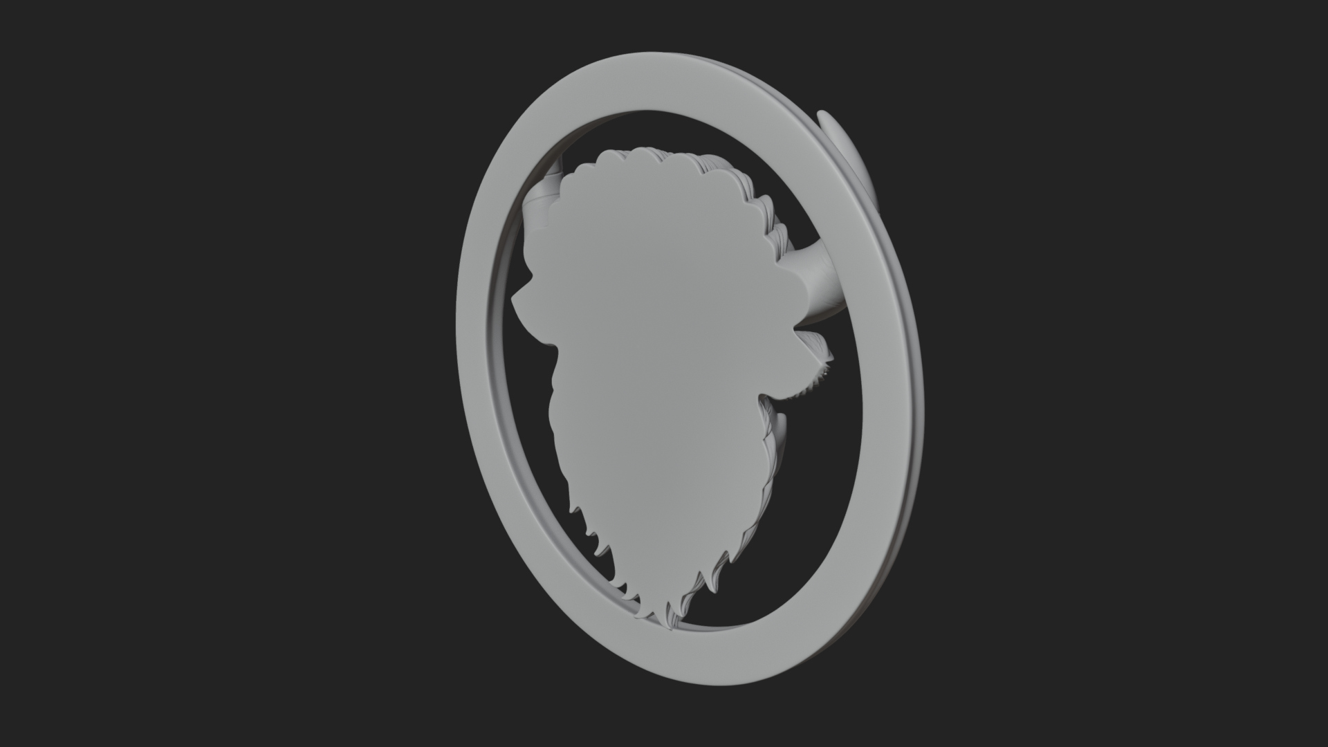 Bison Head Oval Relief Plaque Design 1 3D Print Model 3D Model