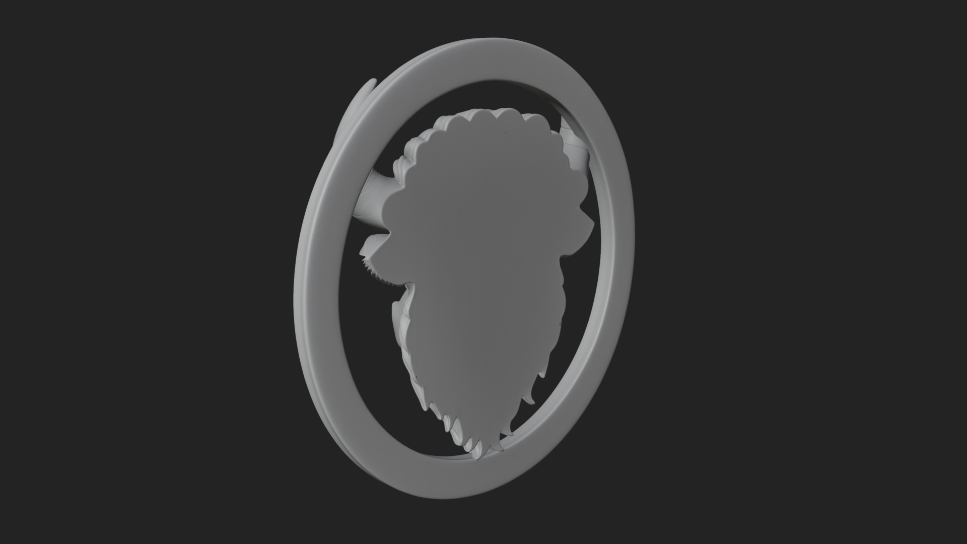 Bison Head Oval Relief Plaque Design 1 3D Print Model 3D Model