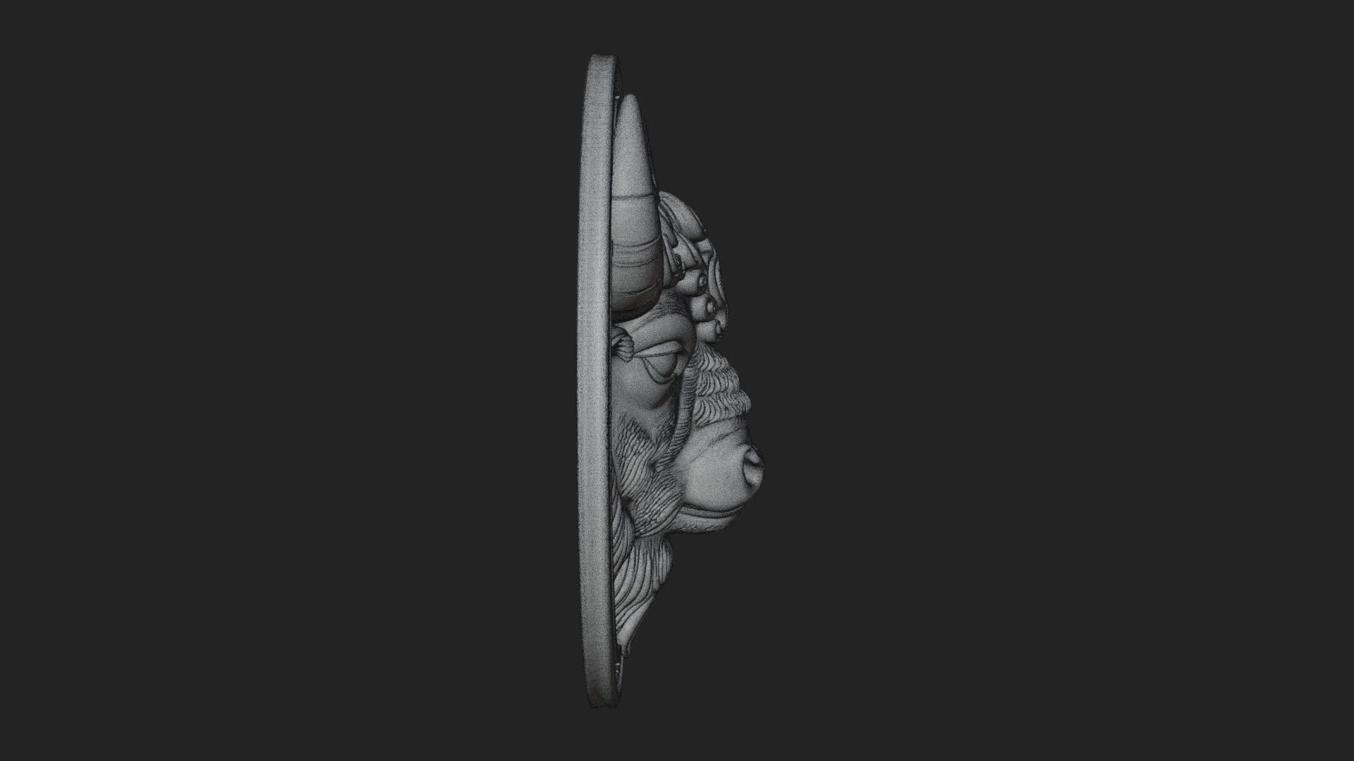 Bison Head Oval Relief Plaque Design 1 3D Print Model 3D Model